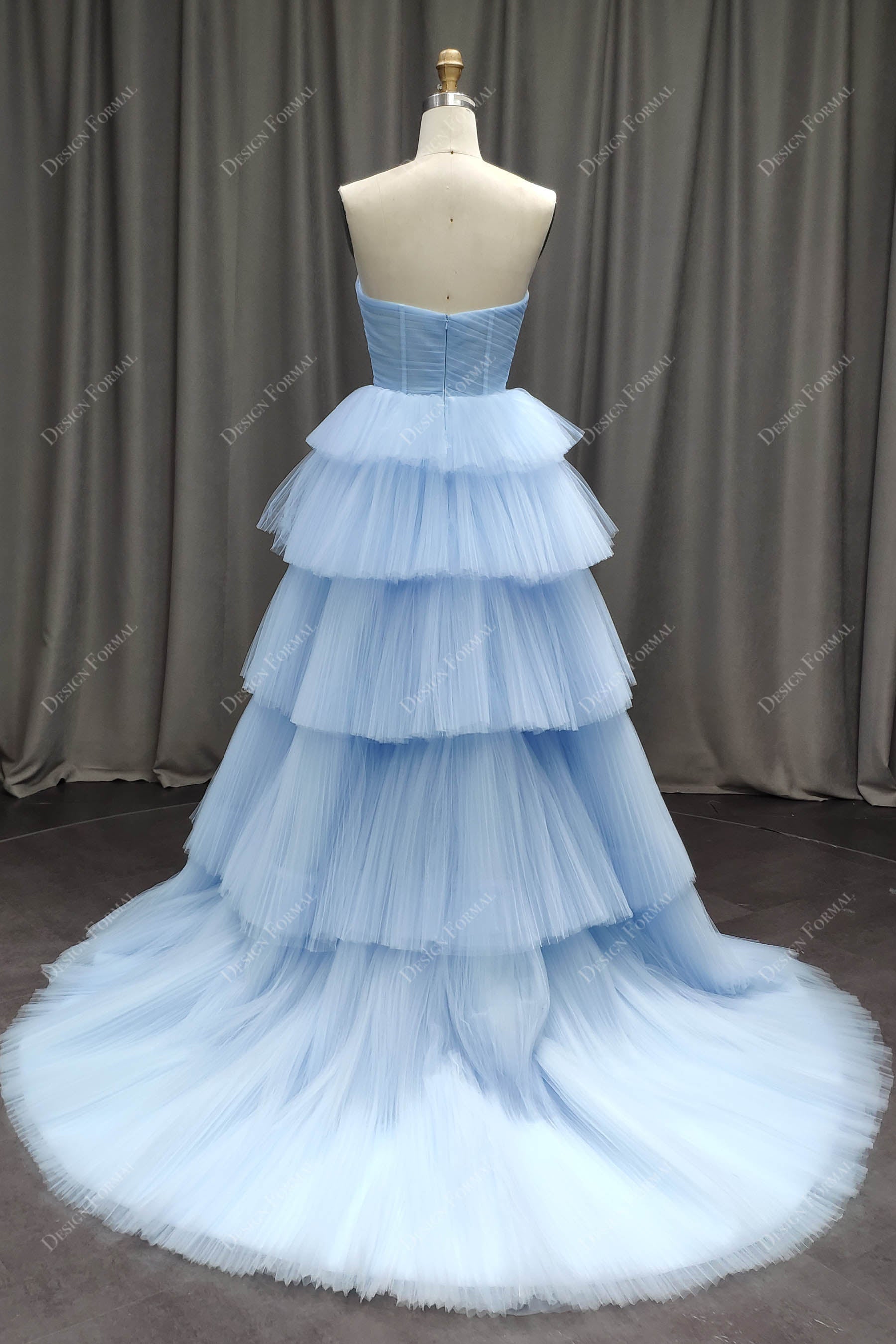 A-line Strapless Court Train Prom Dress
