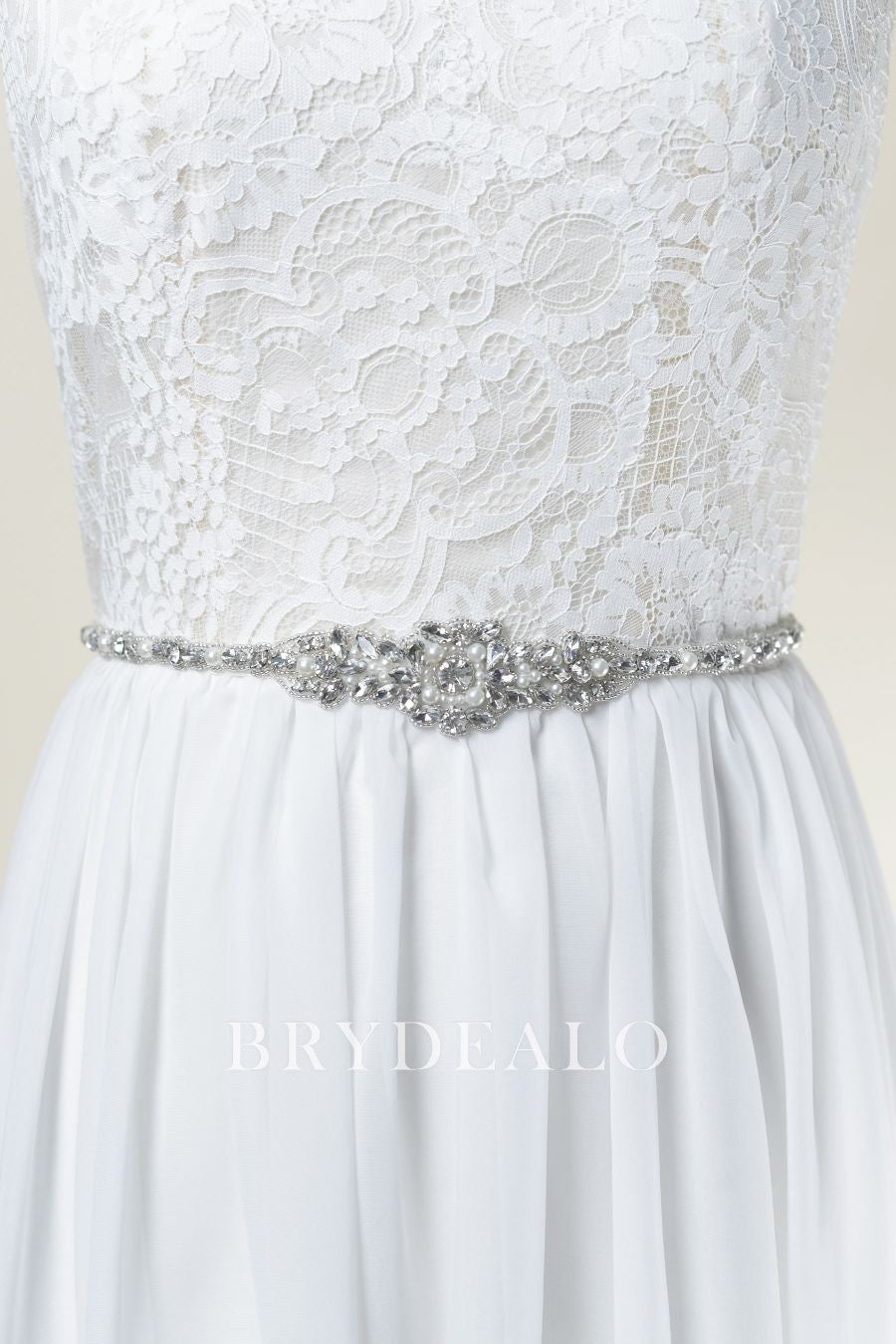 Luxury Rhinestones Pearls Bridal Sash Belt