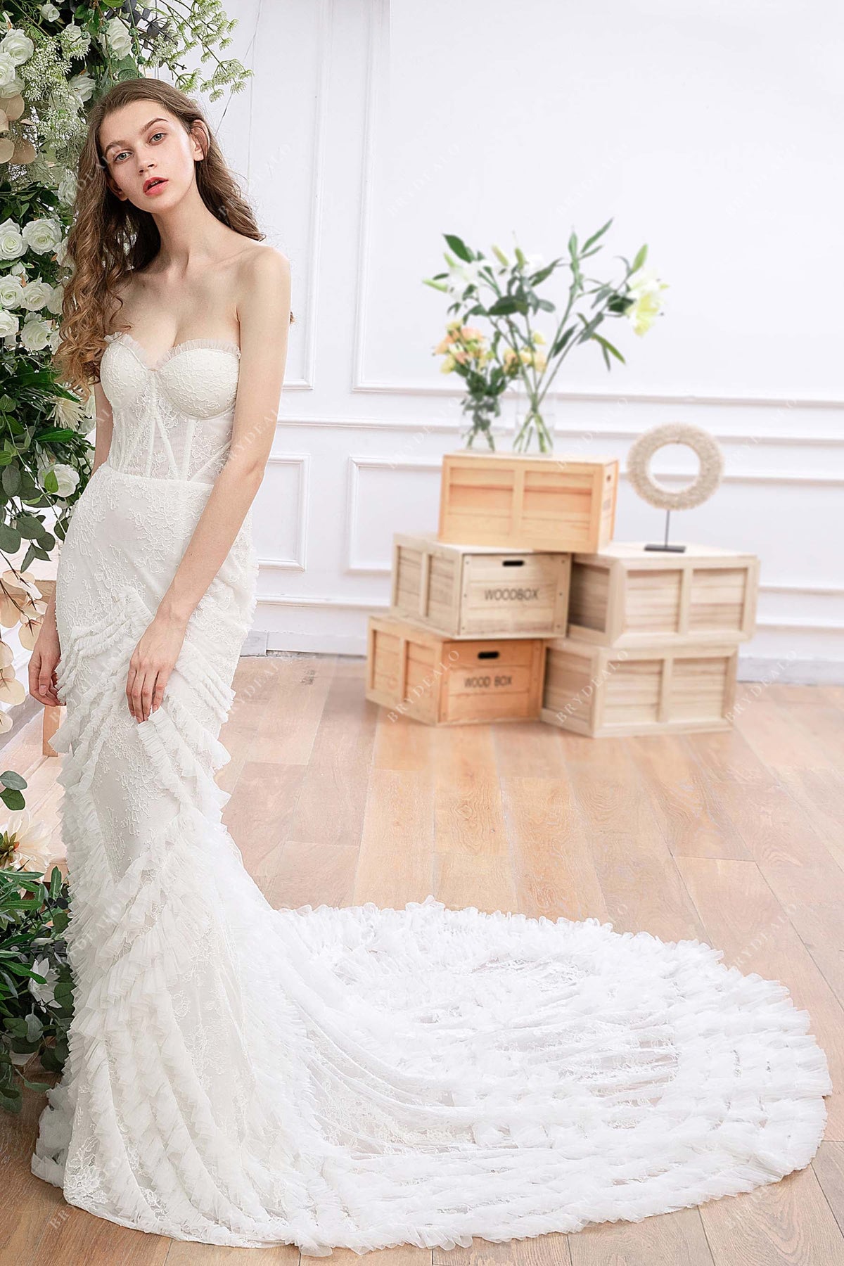 corset mermaid wedding dress Mermaid Wedding Gown with Corset Bodice (#VELIA)