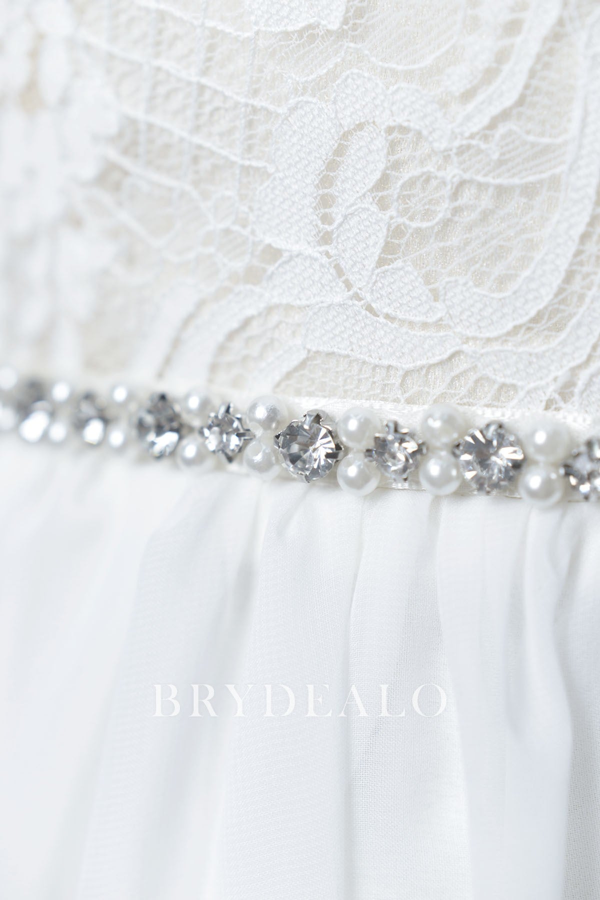 Linear Pearls Crystals Wedding Sash