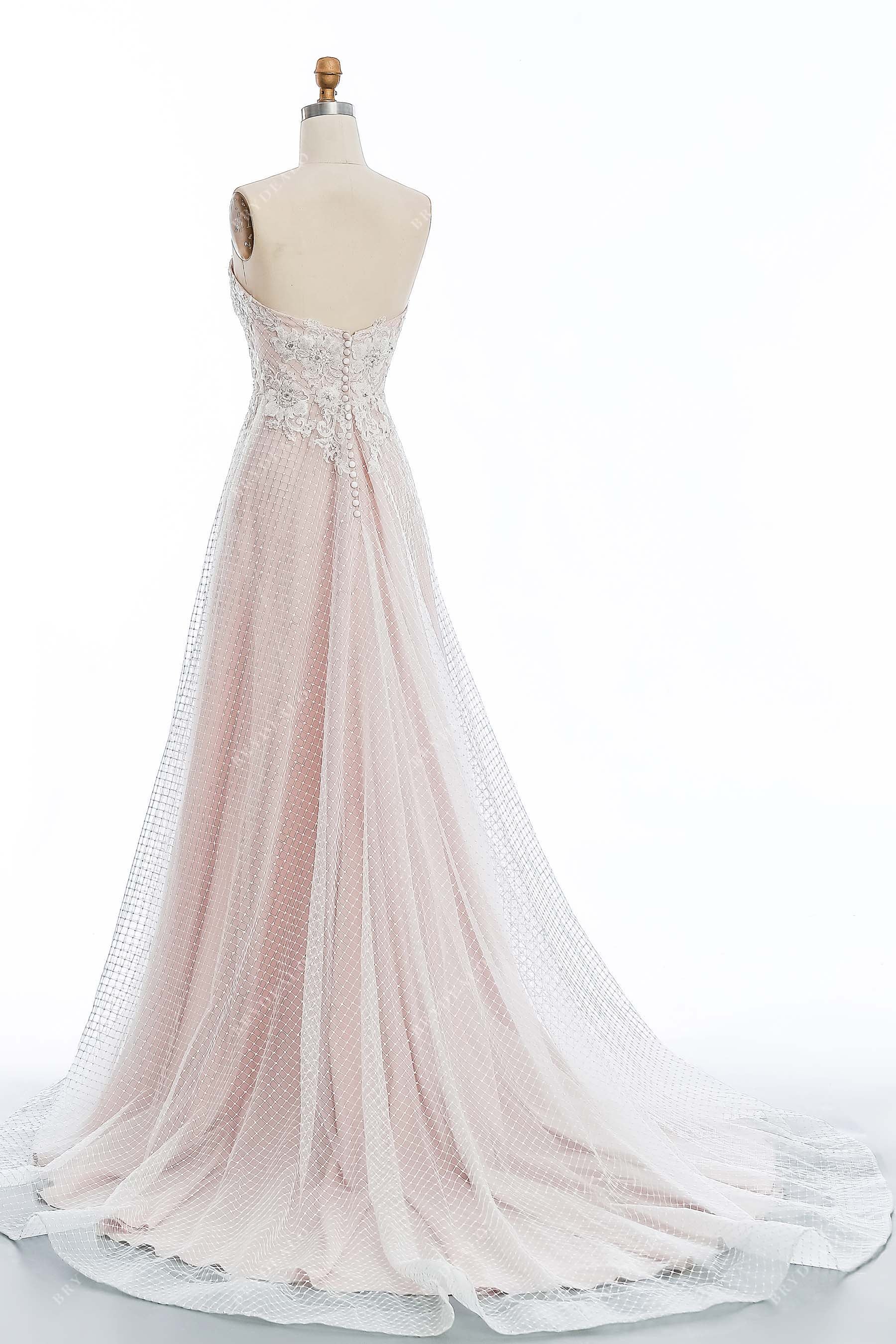 long train strapless rhombus A-line country bridal gown