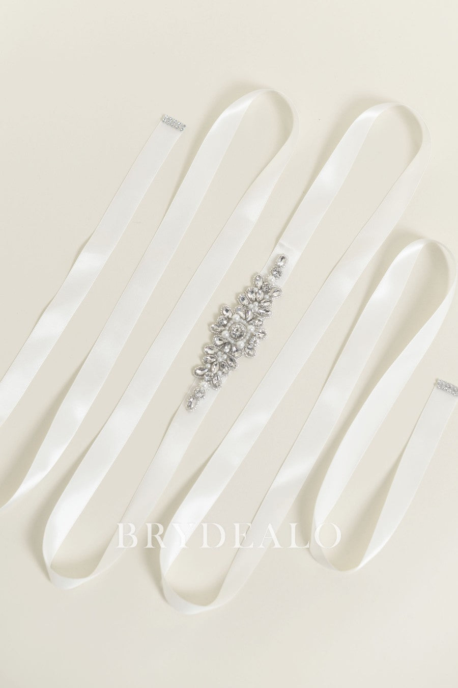 Designer Satin Bridal Sash with Rhinestones and Pearls Online