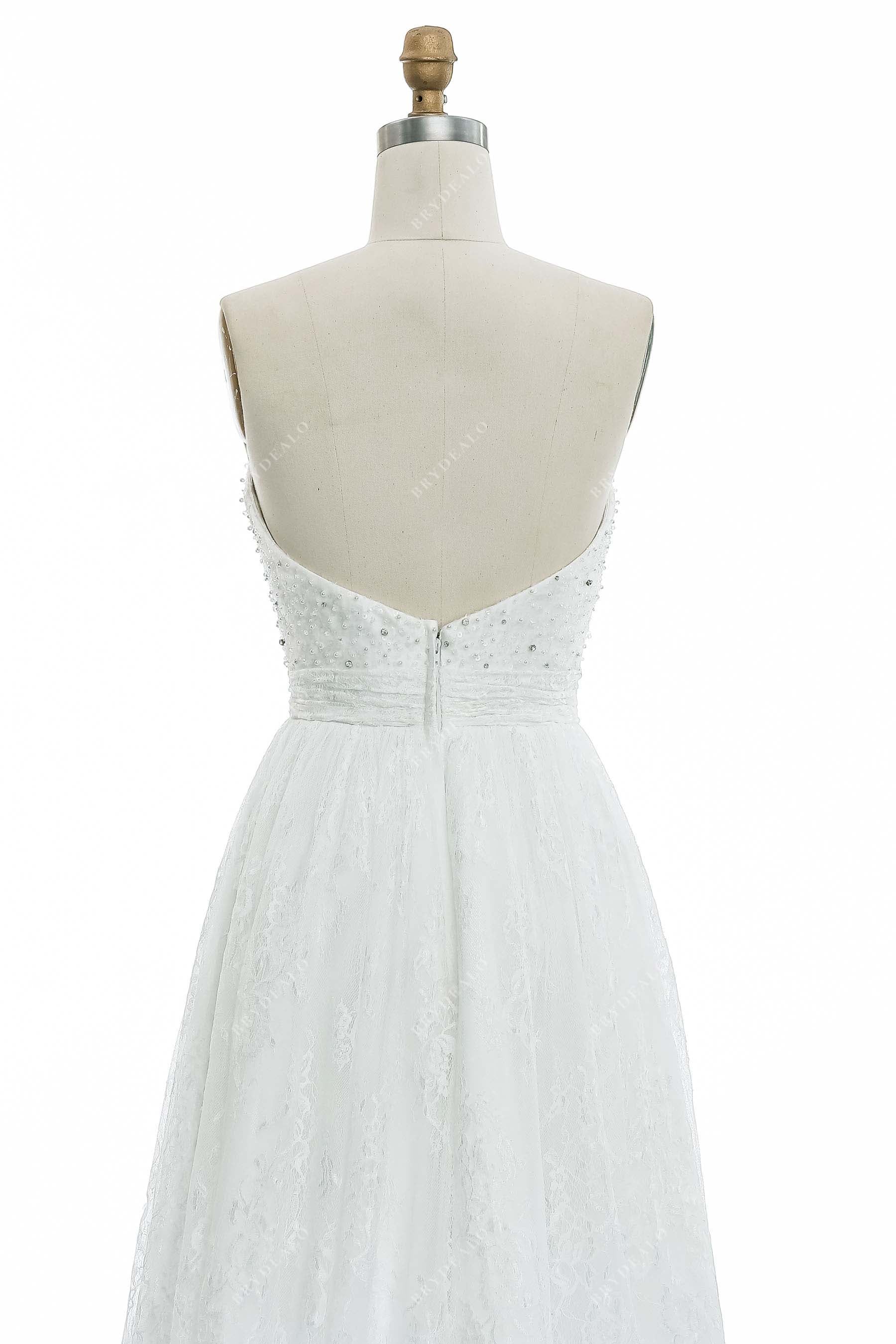 Lace Open Back Crystals Short Casual Bridal Dress