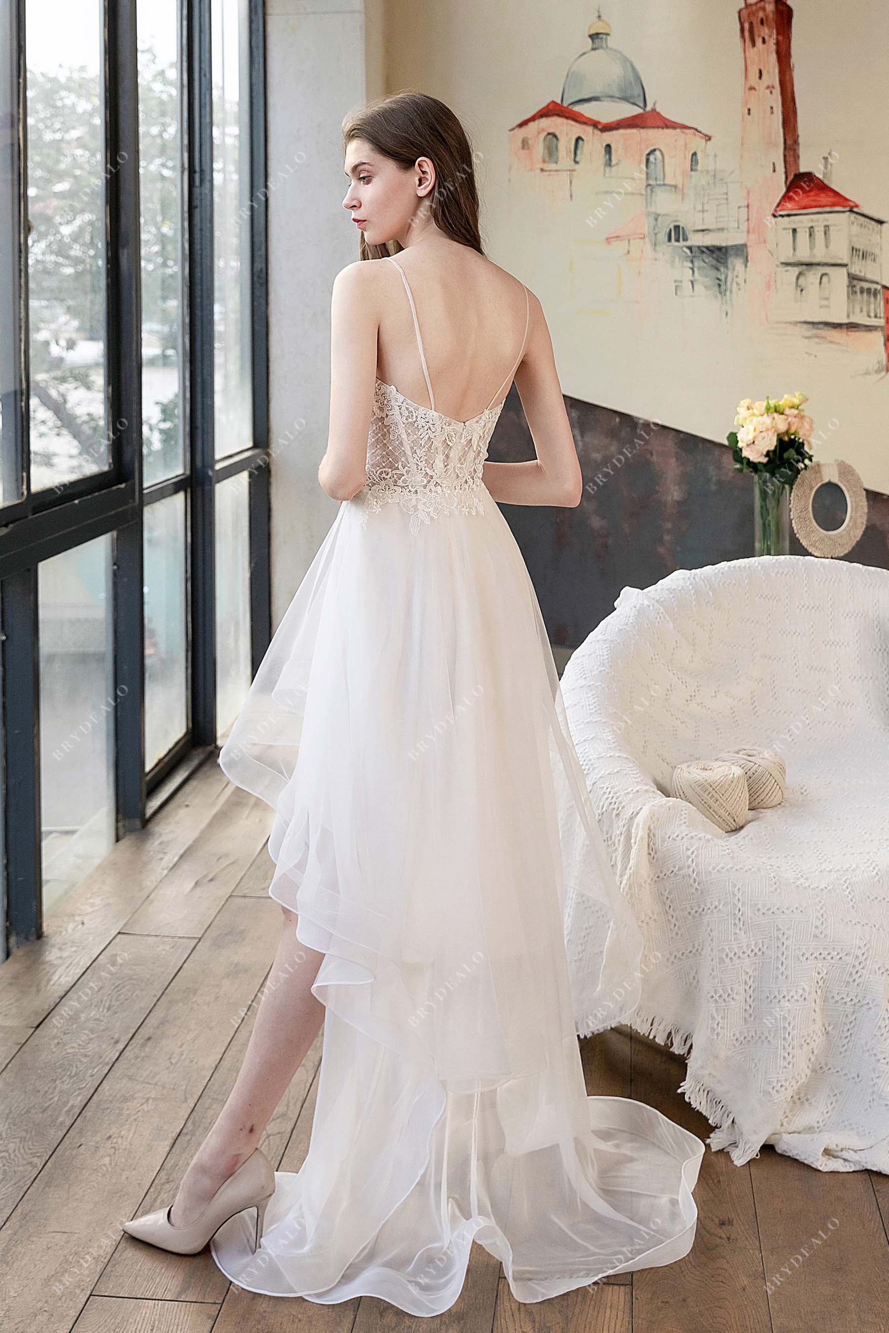 Open Back Thin Straps A-line Beach Bridal Dress