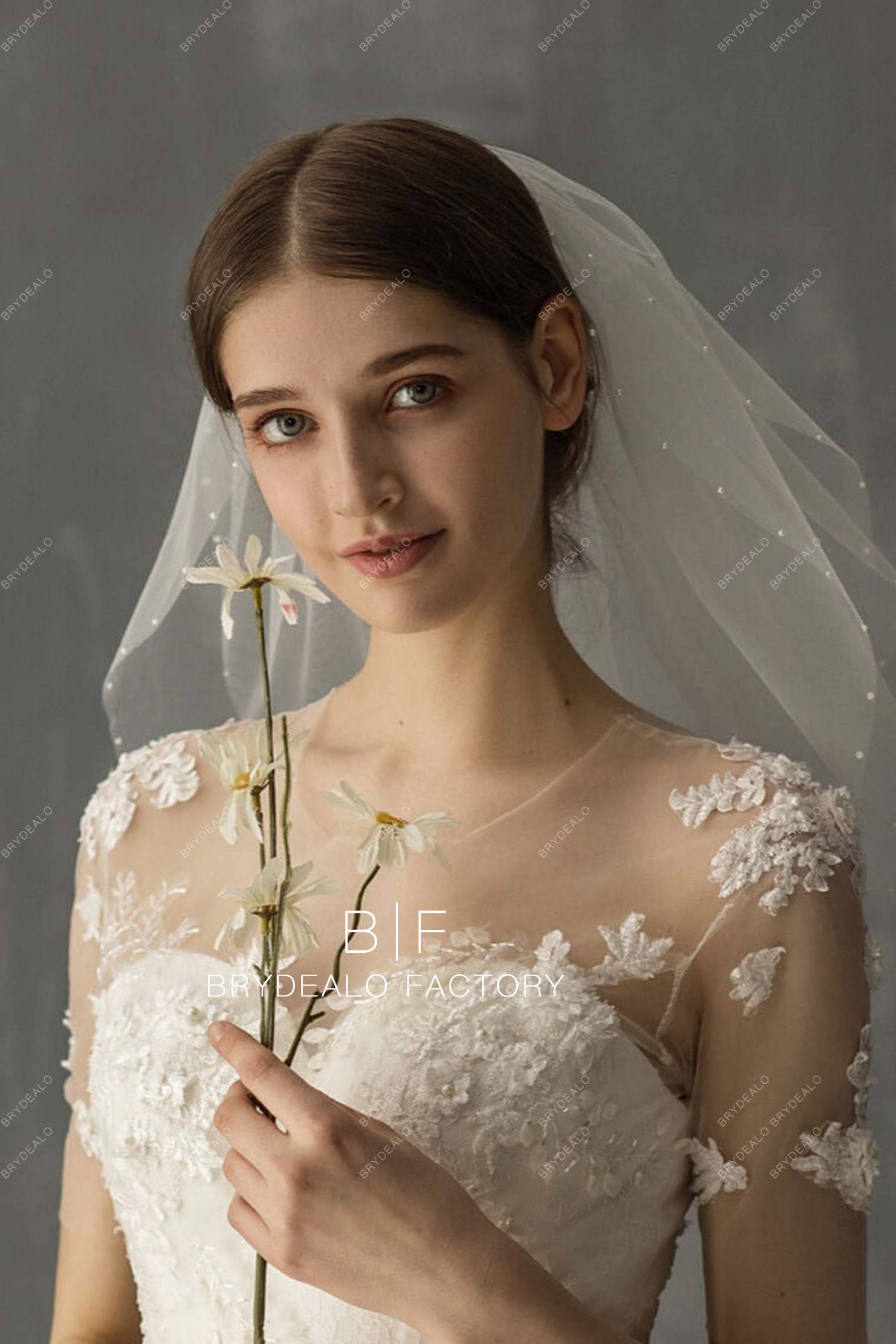 best short tulle bridal veil