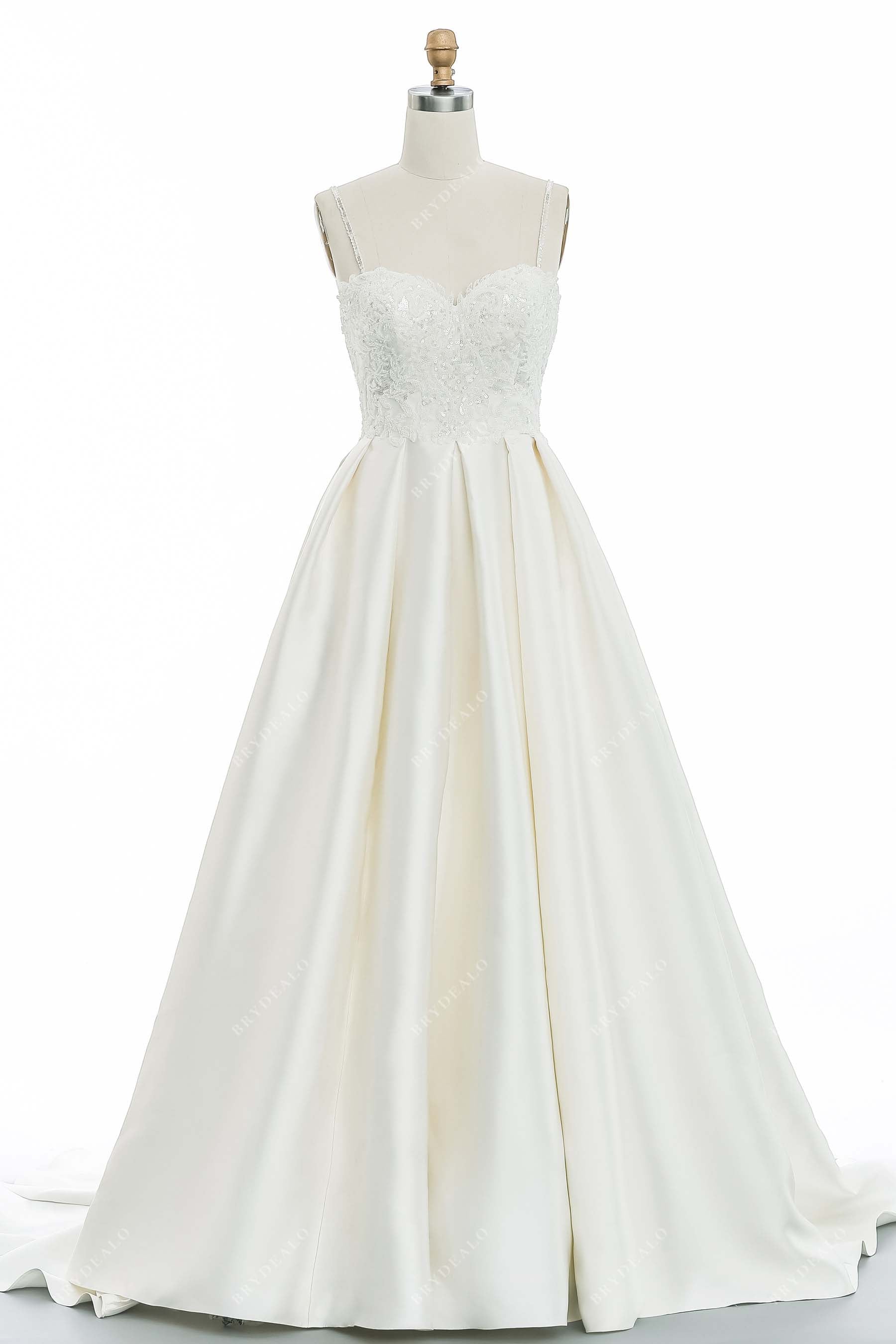 Spaghetti Straps Beaded Lace Timeless Wedding Dress