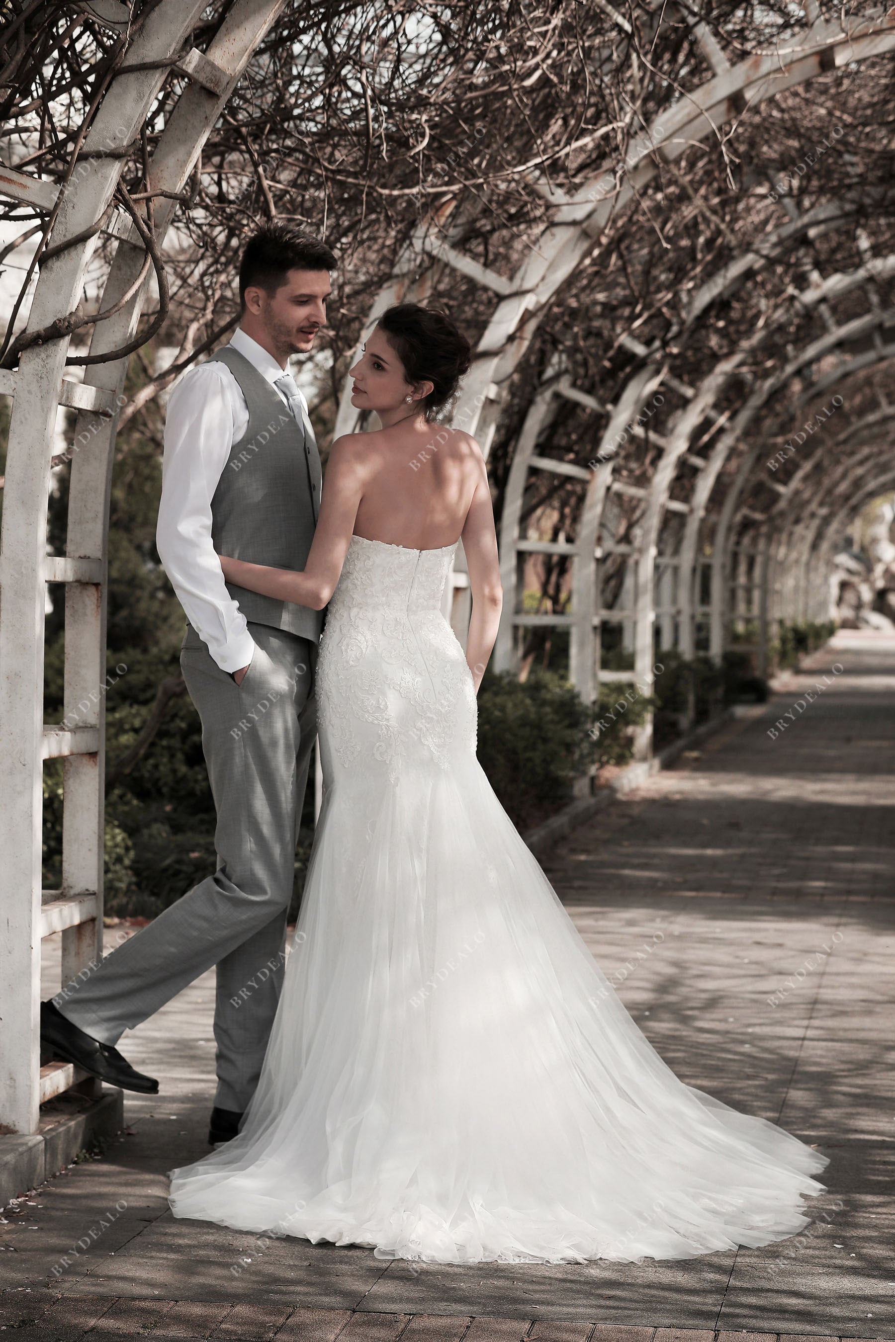 strapless trumpet destination bridal gown