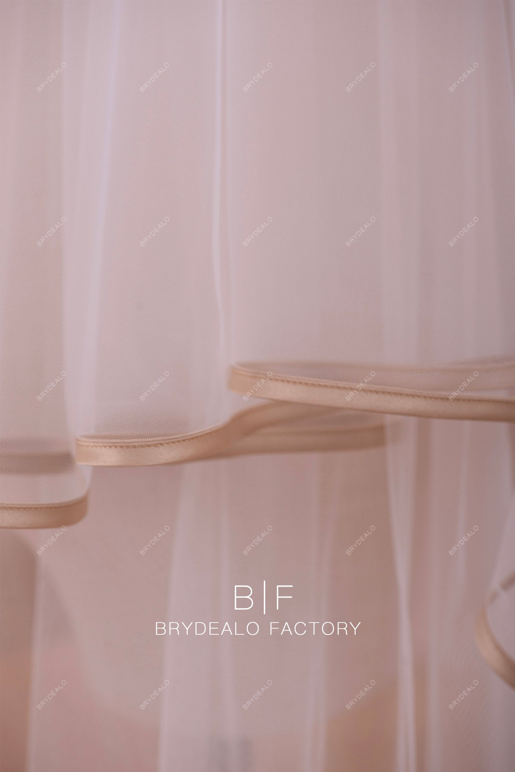 champagne ribbon bridal veil for sale