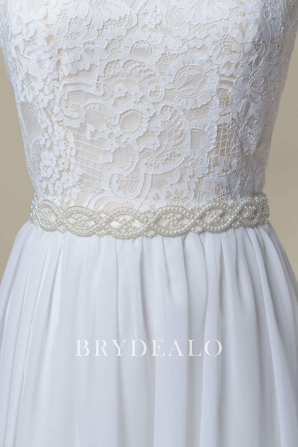 Elegant Wave Pearls Bridal Self-tie Bridal Sash Belt