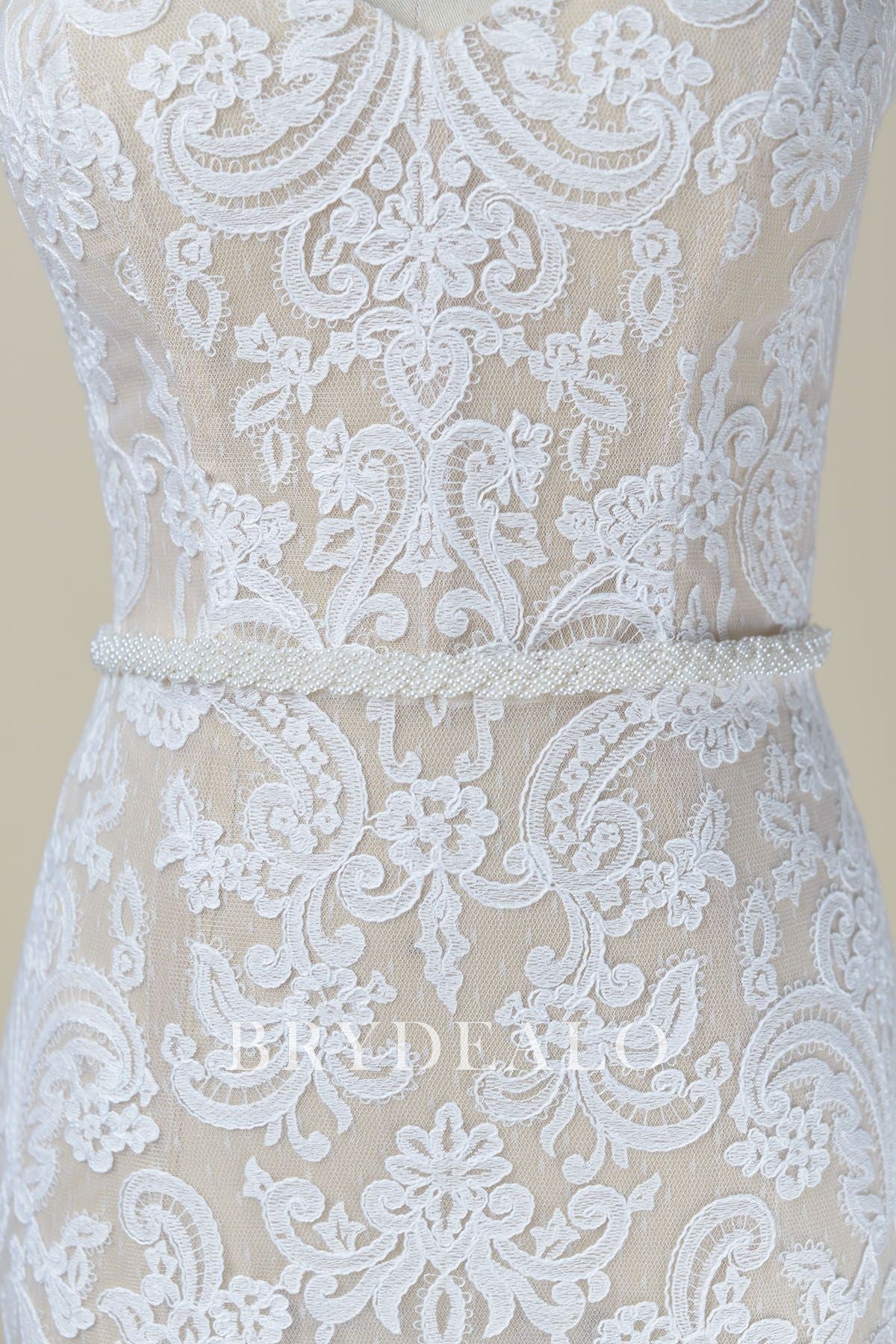 Delicate Pearls Satin Bridal Sash for Sale