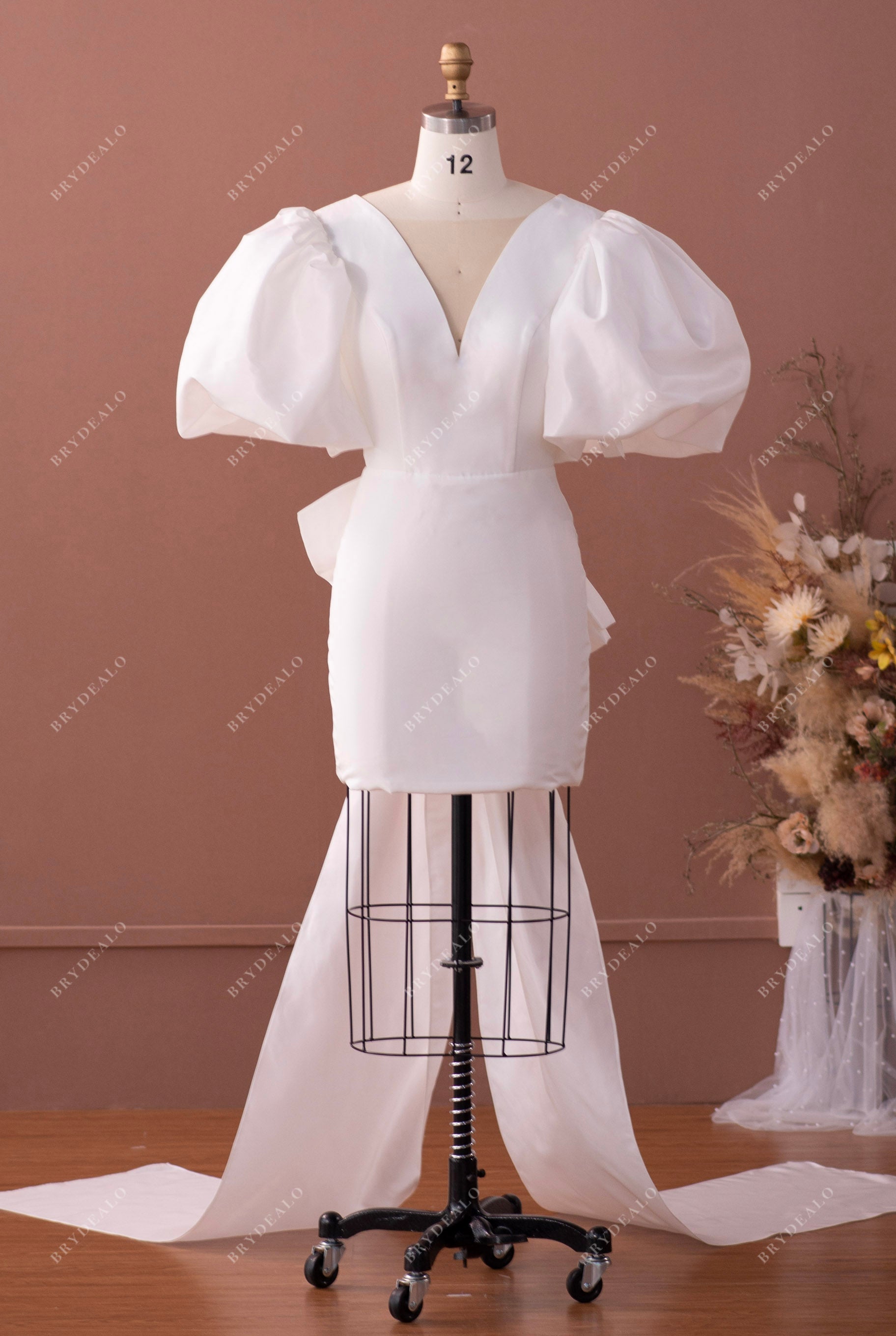 dramatic bubble sleeve bridal bodycon