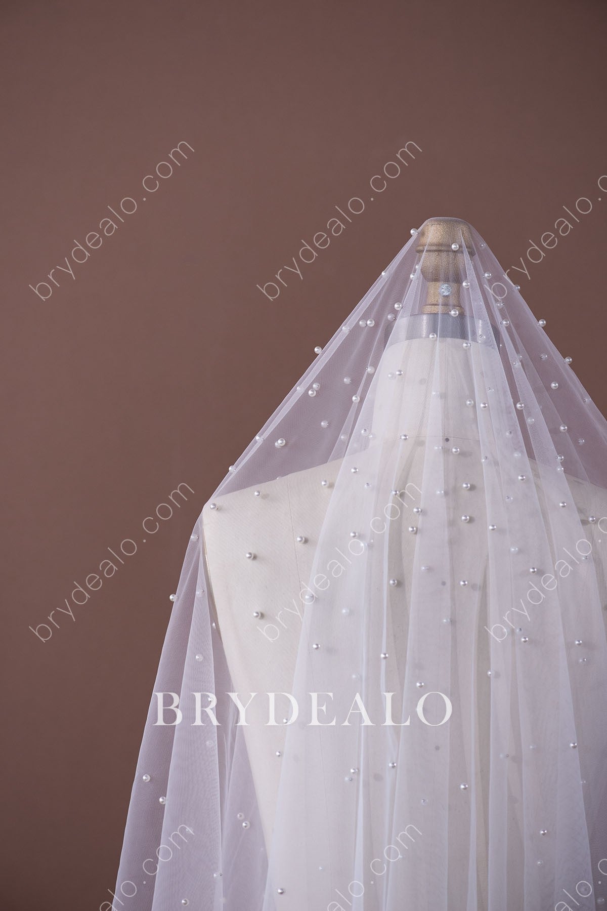 allover pearls drop bridal veil