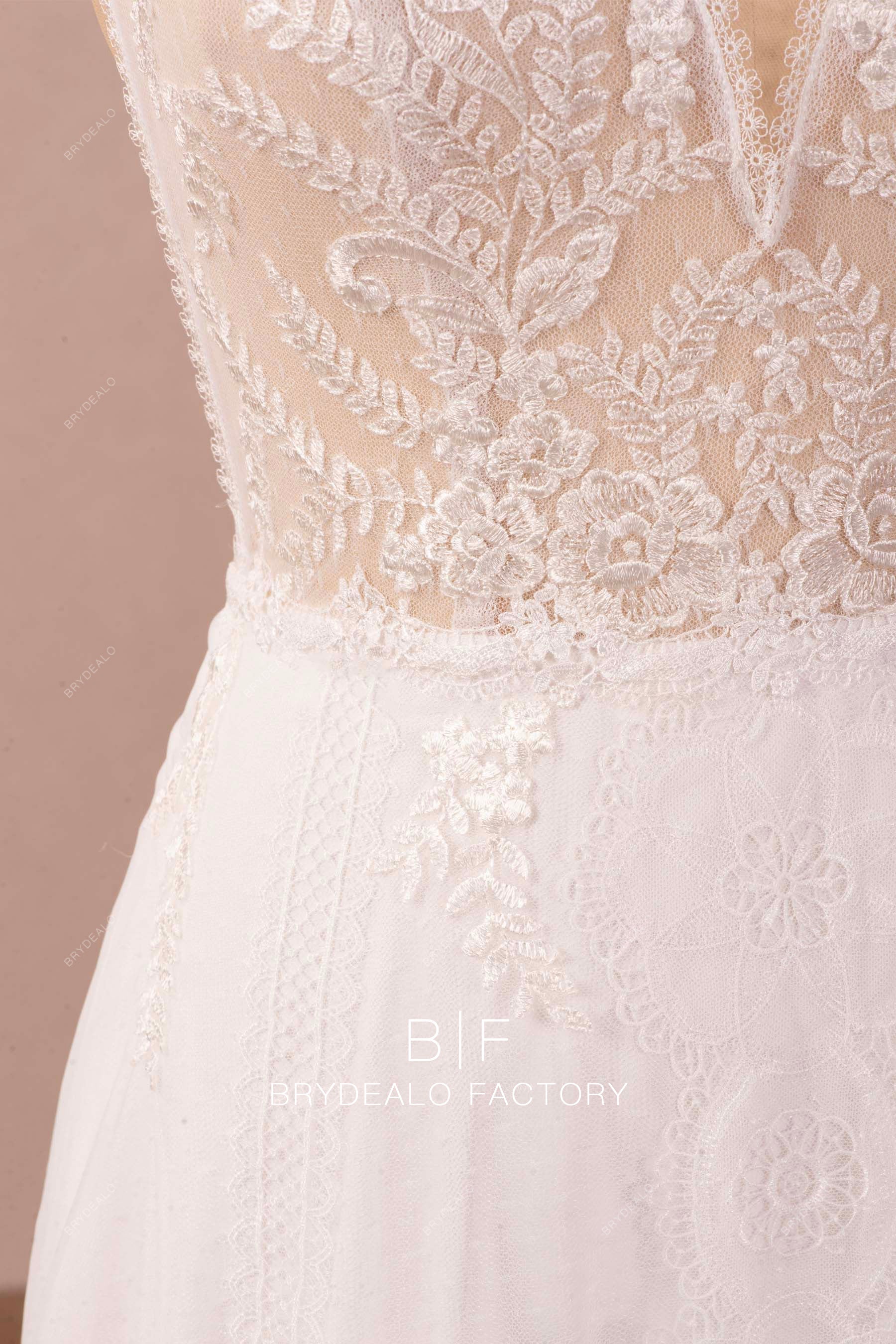 flower lace boho spring fall wedding dress