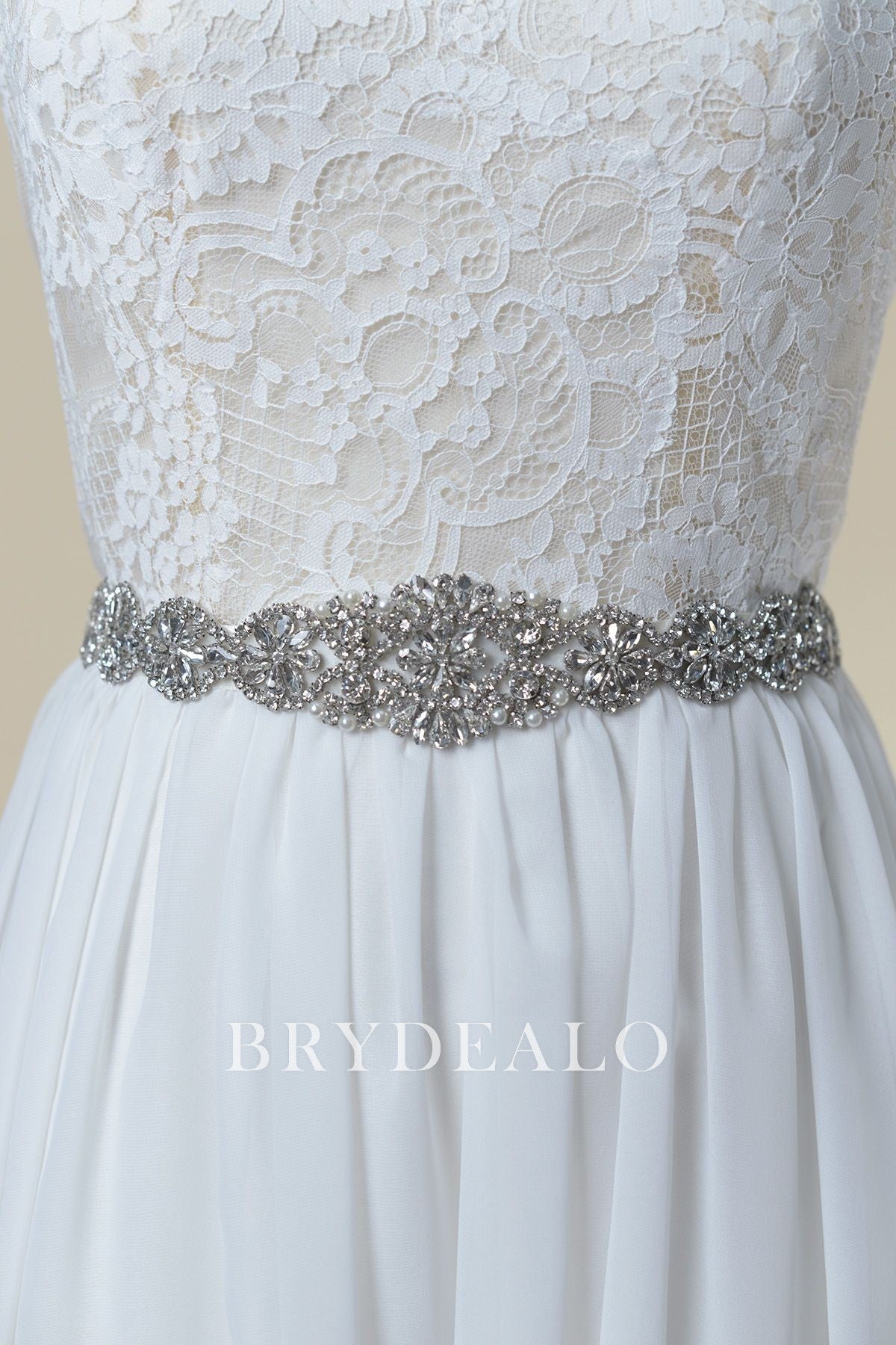 Best Sparkly Rhinestones Pearls Satin Bridal Sash Online