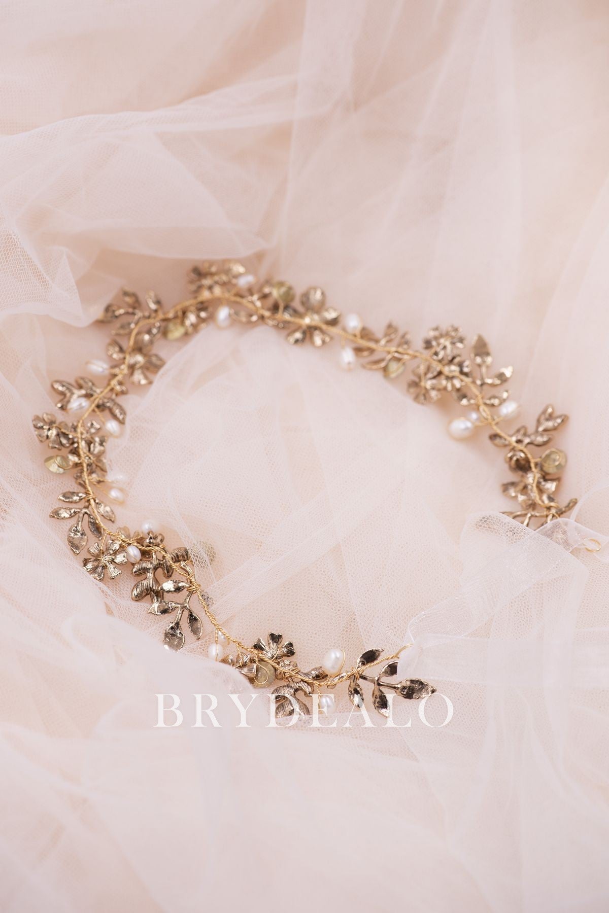 Leaf Pearls Rhinestones Wedding Headband