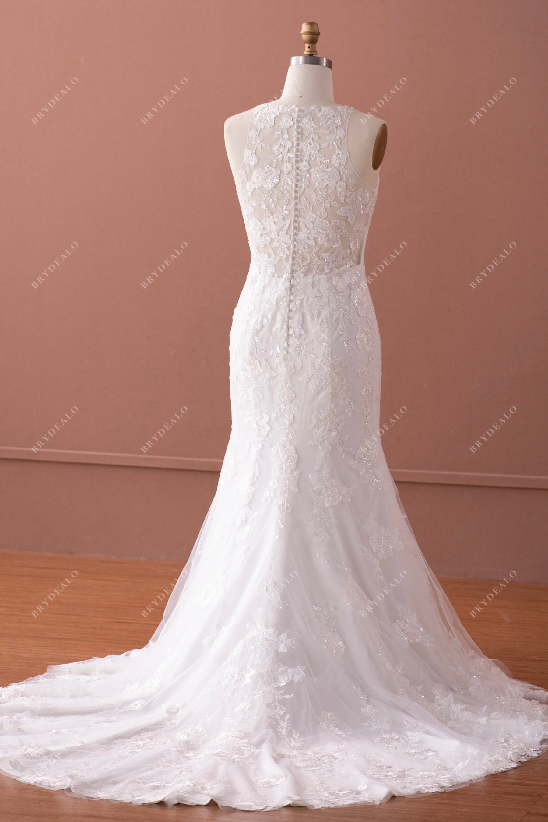 long chapel train mermaid elegant wedding gown