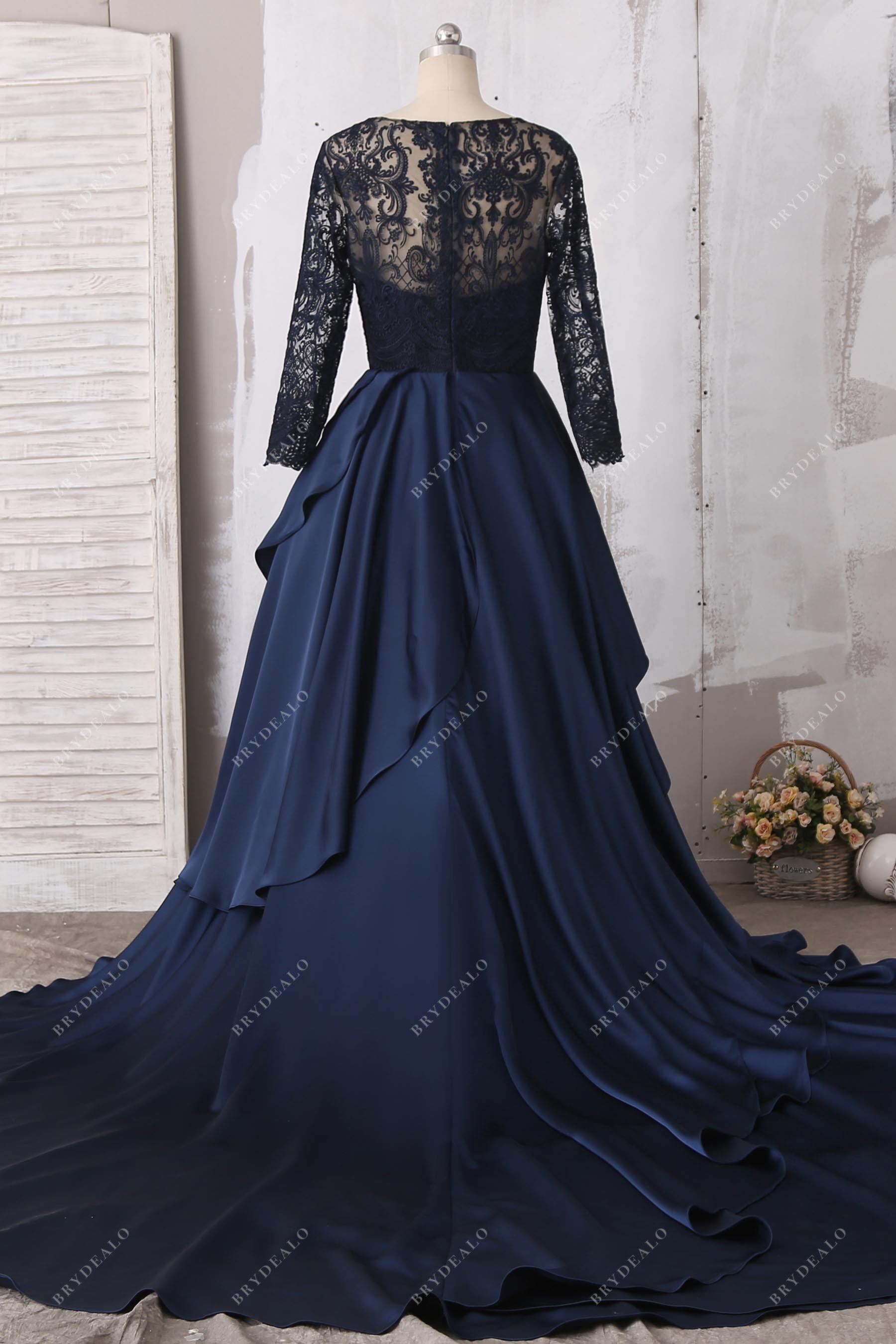 illusion back court train elegant wedding dress