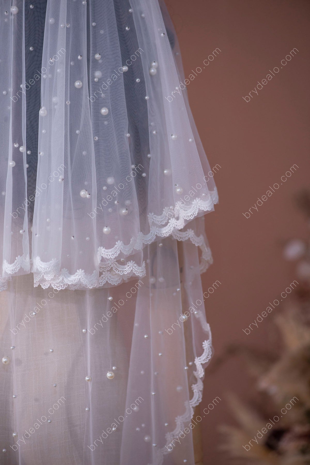 Cute Lace Pearls Ballet Length Comb Bridal Veil – Brydealo