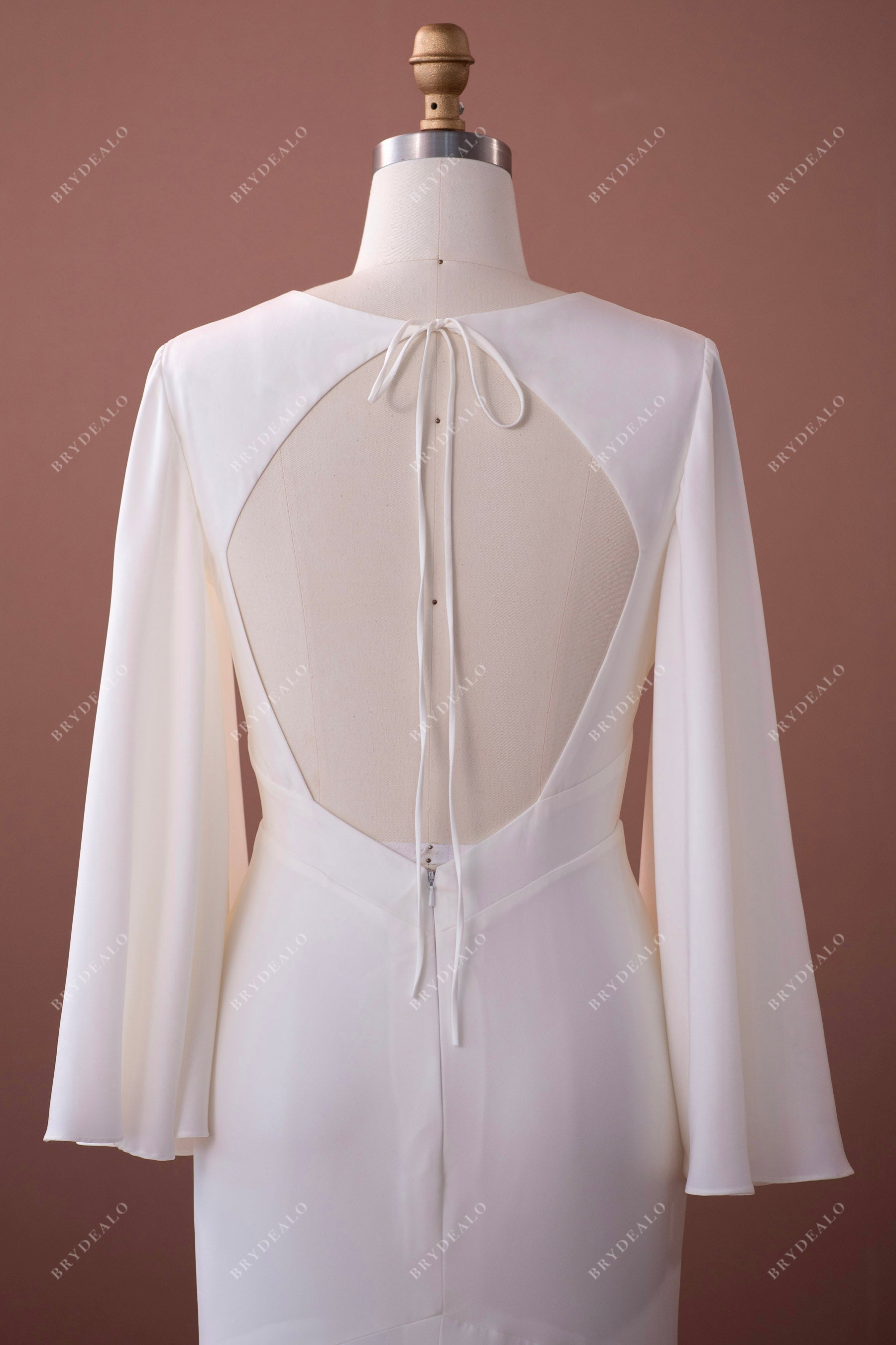 alluring keyhole back sleeved wedding dress