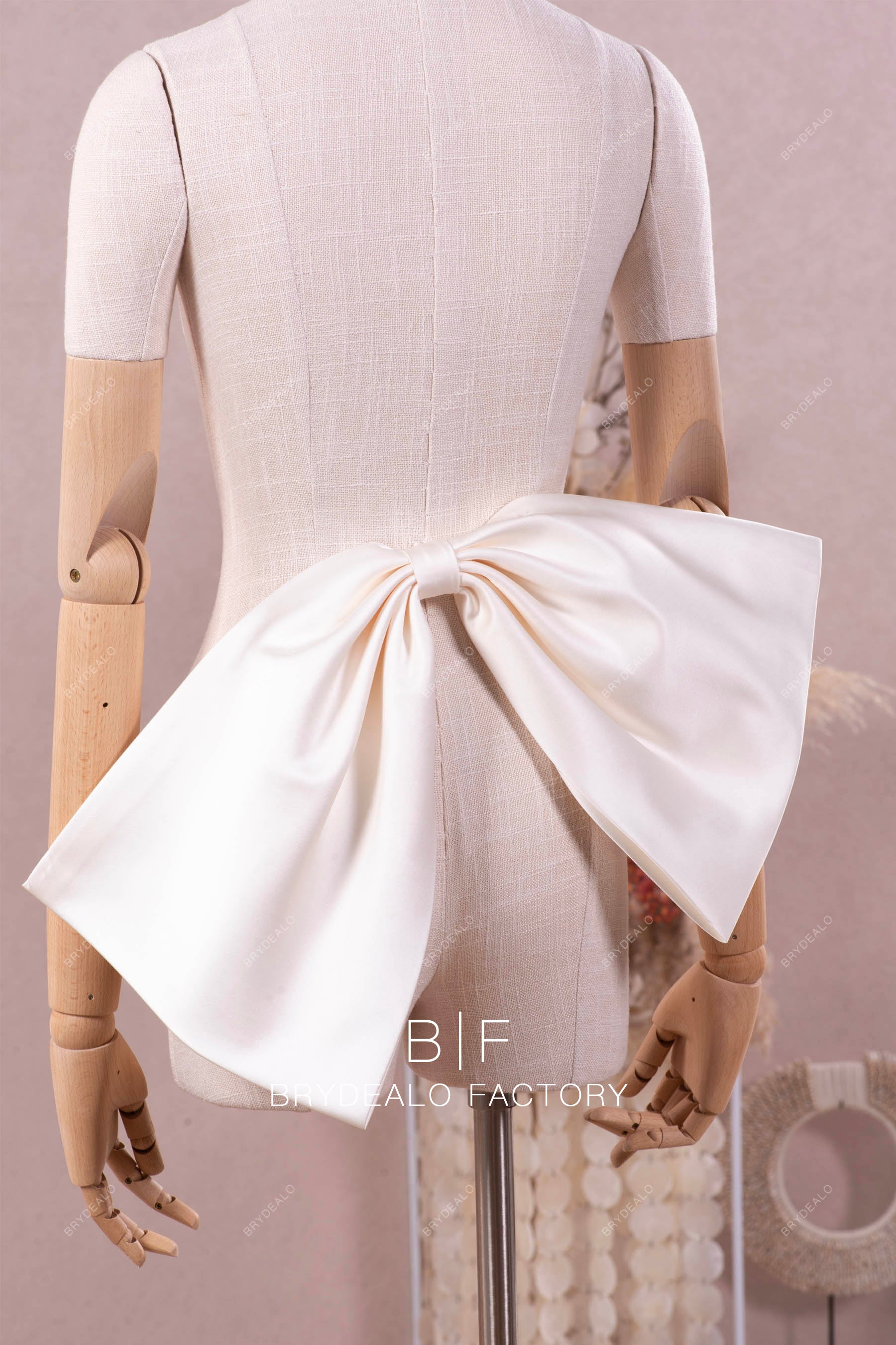 Pretty Large Asymmetric Satin Bridal Bow for Sale