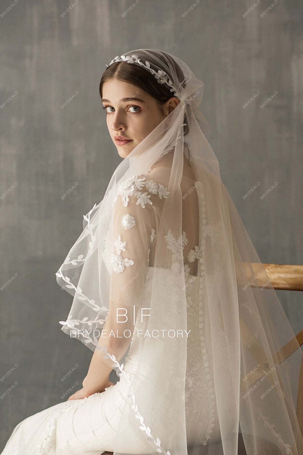 Classic Leaf Lace Trim Bridal Veil Ballet Length Wedding Cap Veil – Brydealo