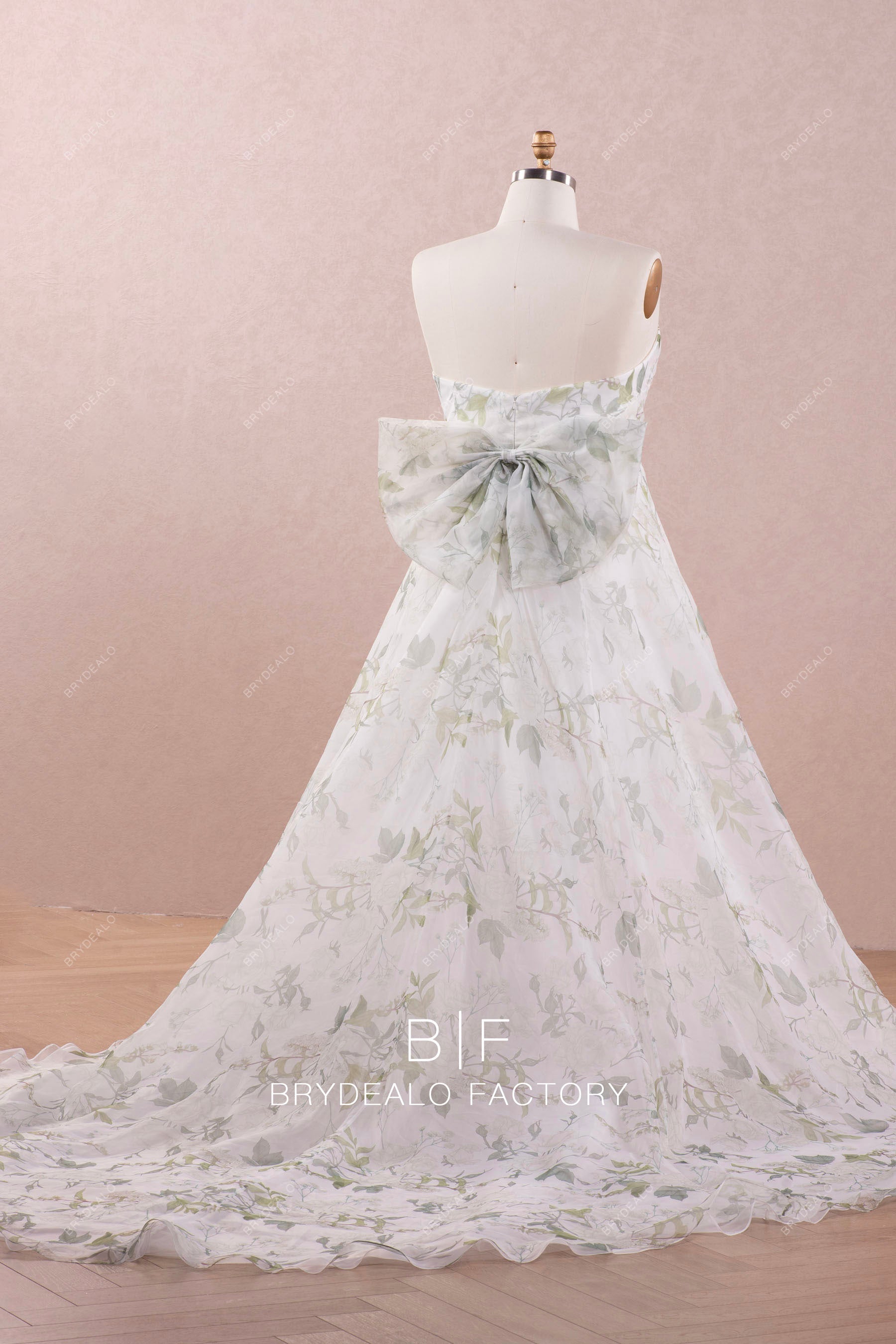 long chapel train A-line summer wedding dress