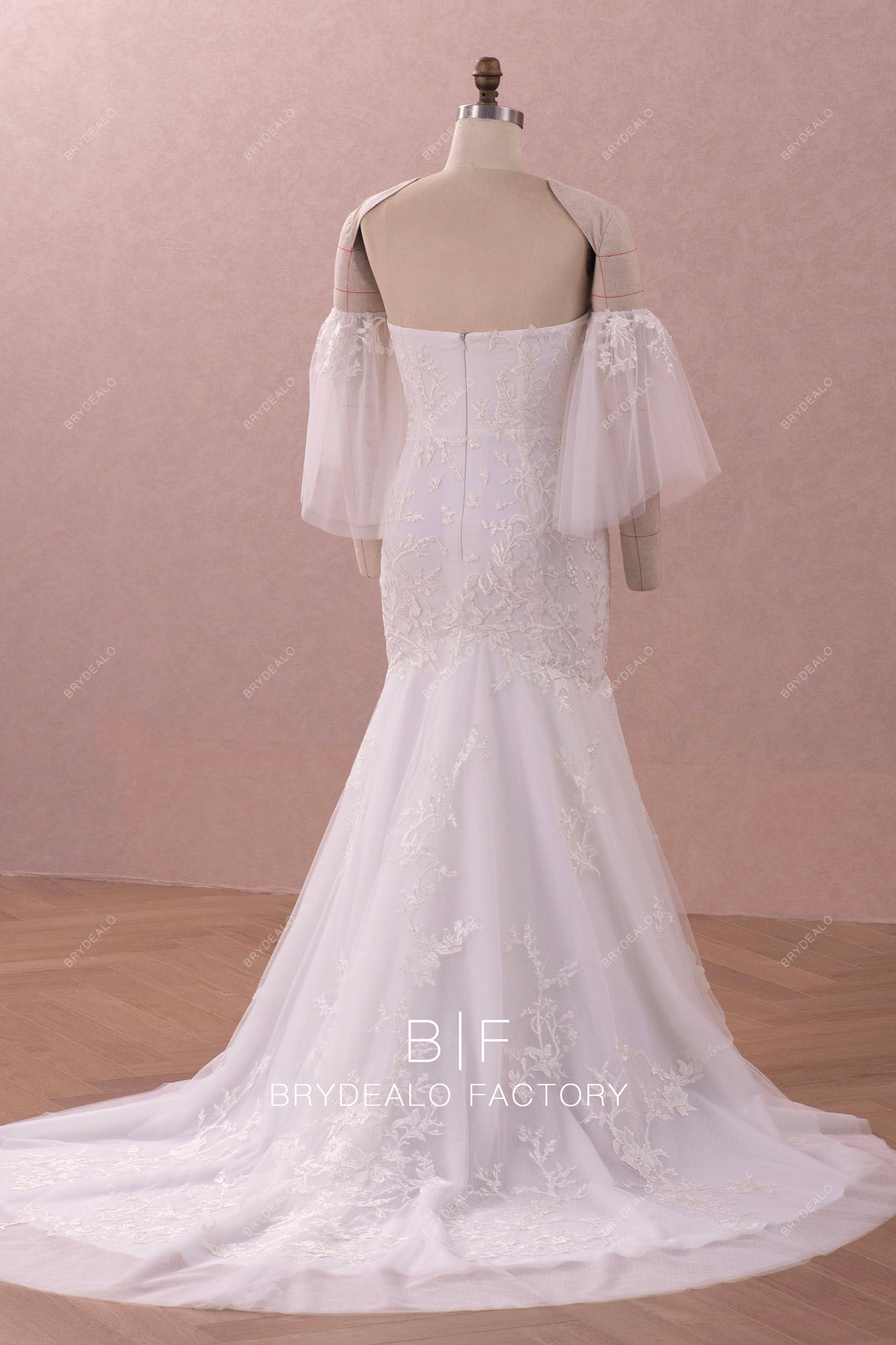 long train mermaid sleeves celebrity wedding gown