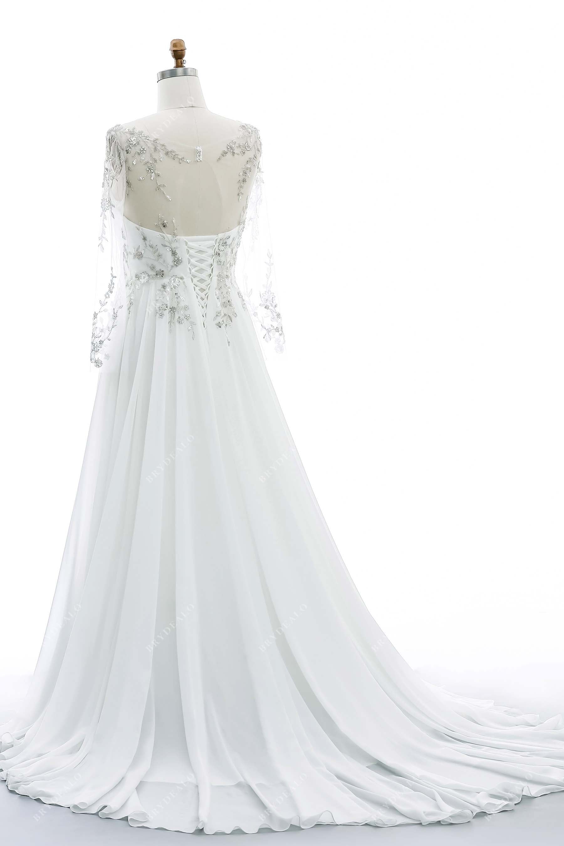 long train keyhole back destination bridal gown