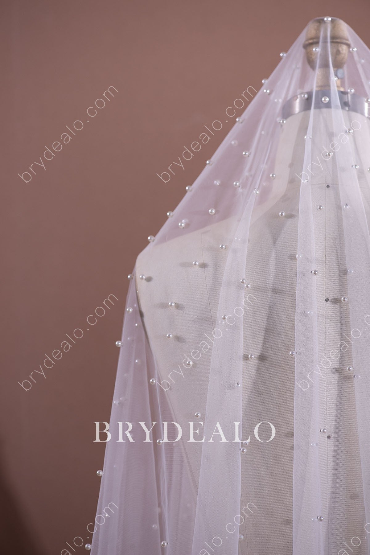modern allover pearls bridal veil