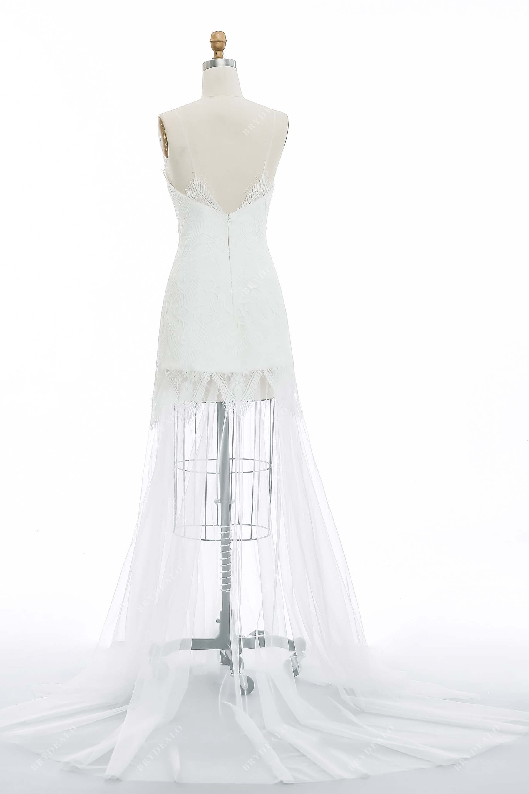 open-back fit-and-flare lace casual bridal dress