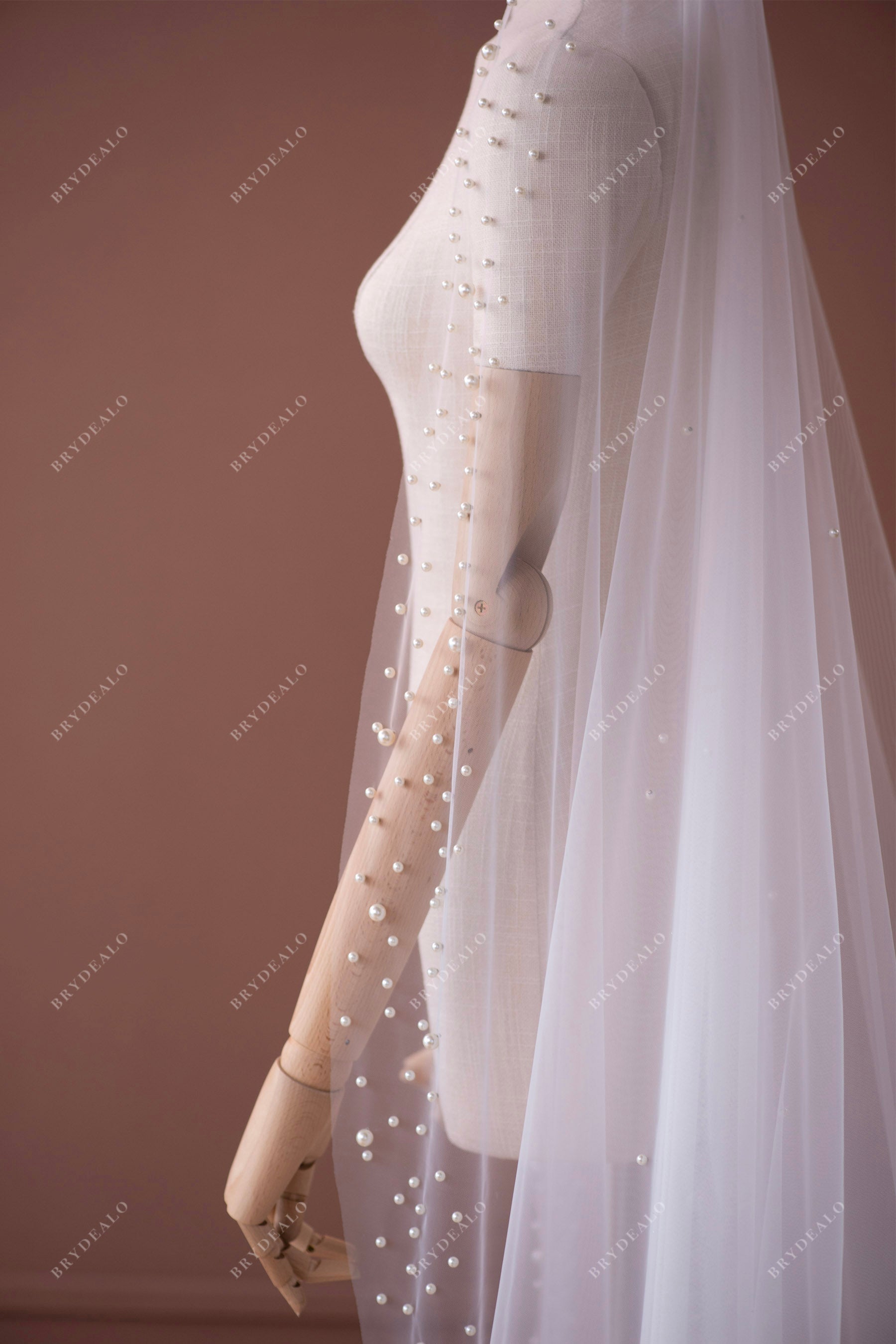 allover pearls bridal veil