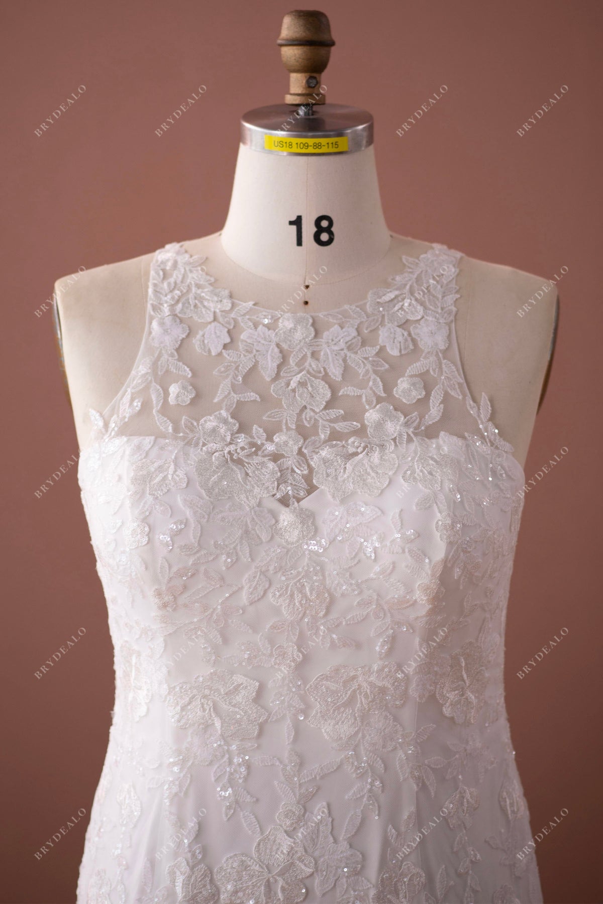 Plus Size Sleeveless Mermaid Illusion Back Wedding Dress  Brydealo