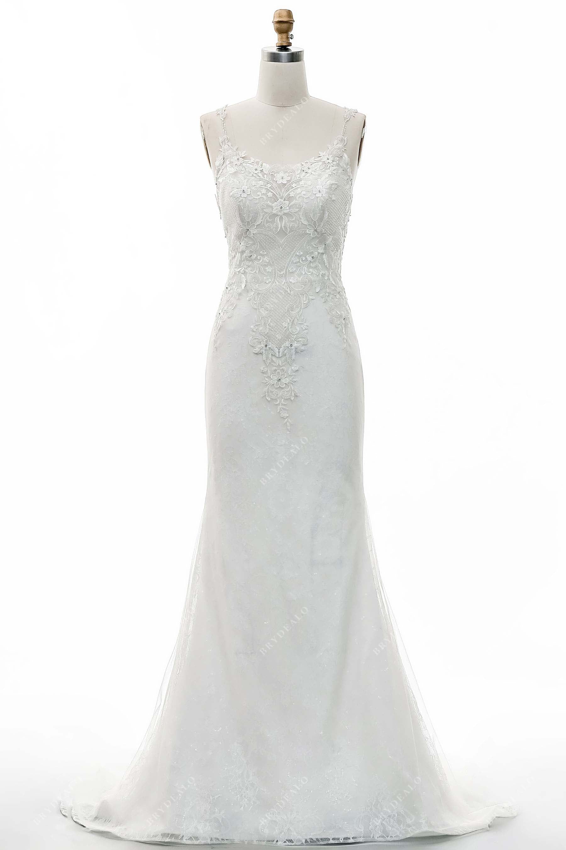 fashion illusion neck lace mermaid wedding dress