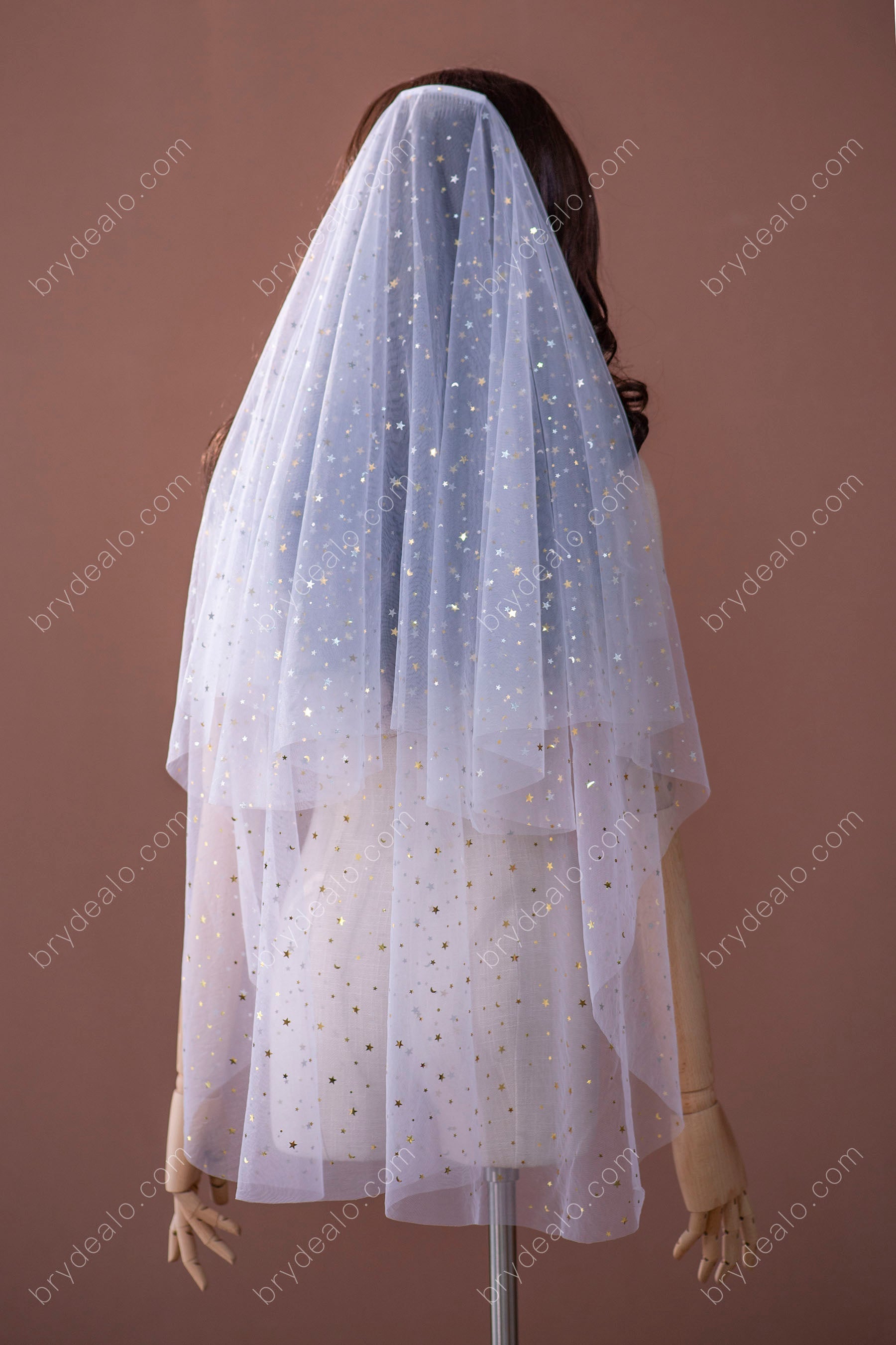 Sparkly Sequin Two Tiered Ballet Length Bridal Veil