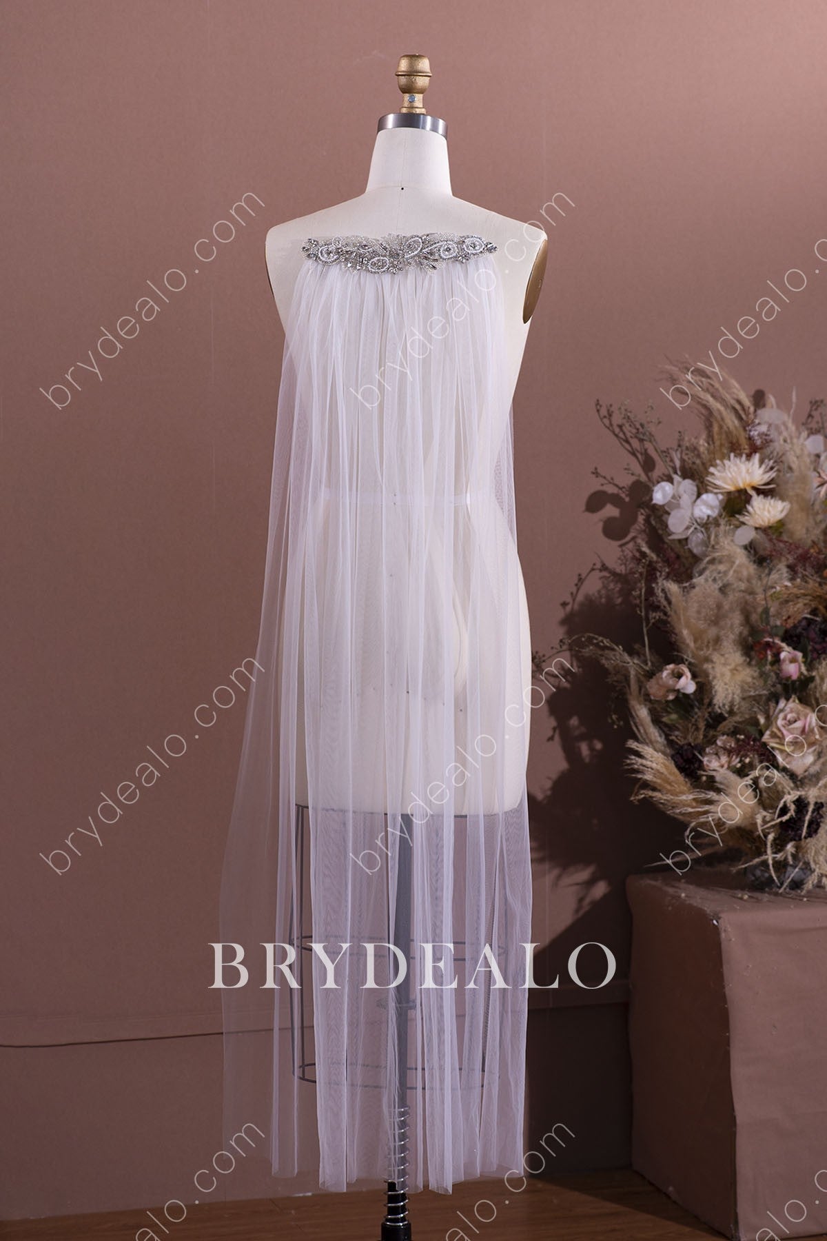 Shiny Crystals Beaded Wedding Veil