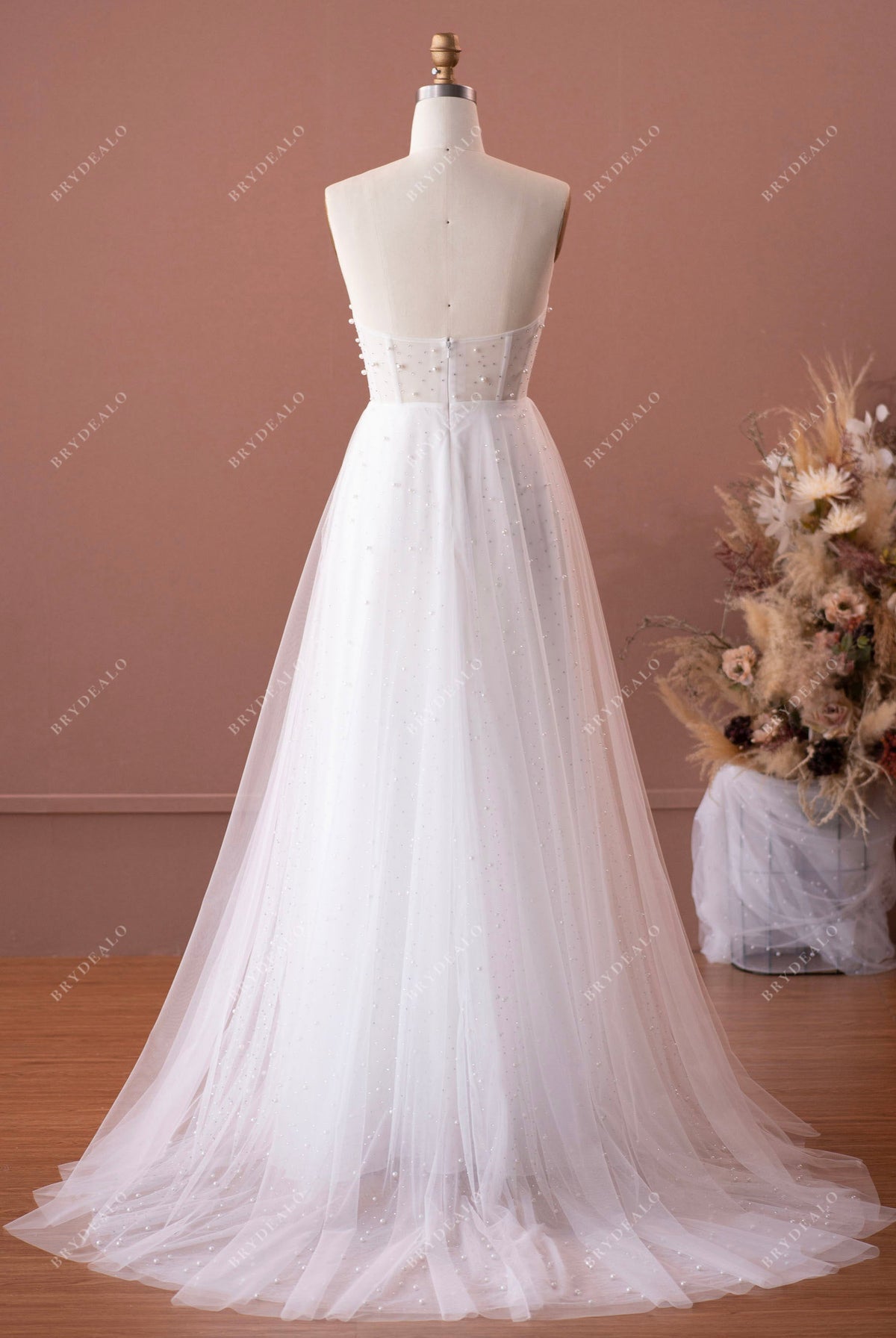 Sparkly Corset Wedding Dress: Illusion Bodice, A-Line Skirt – Brydealo