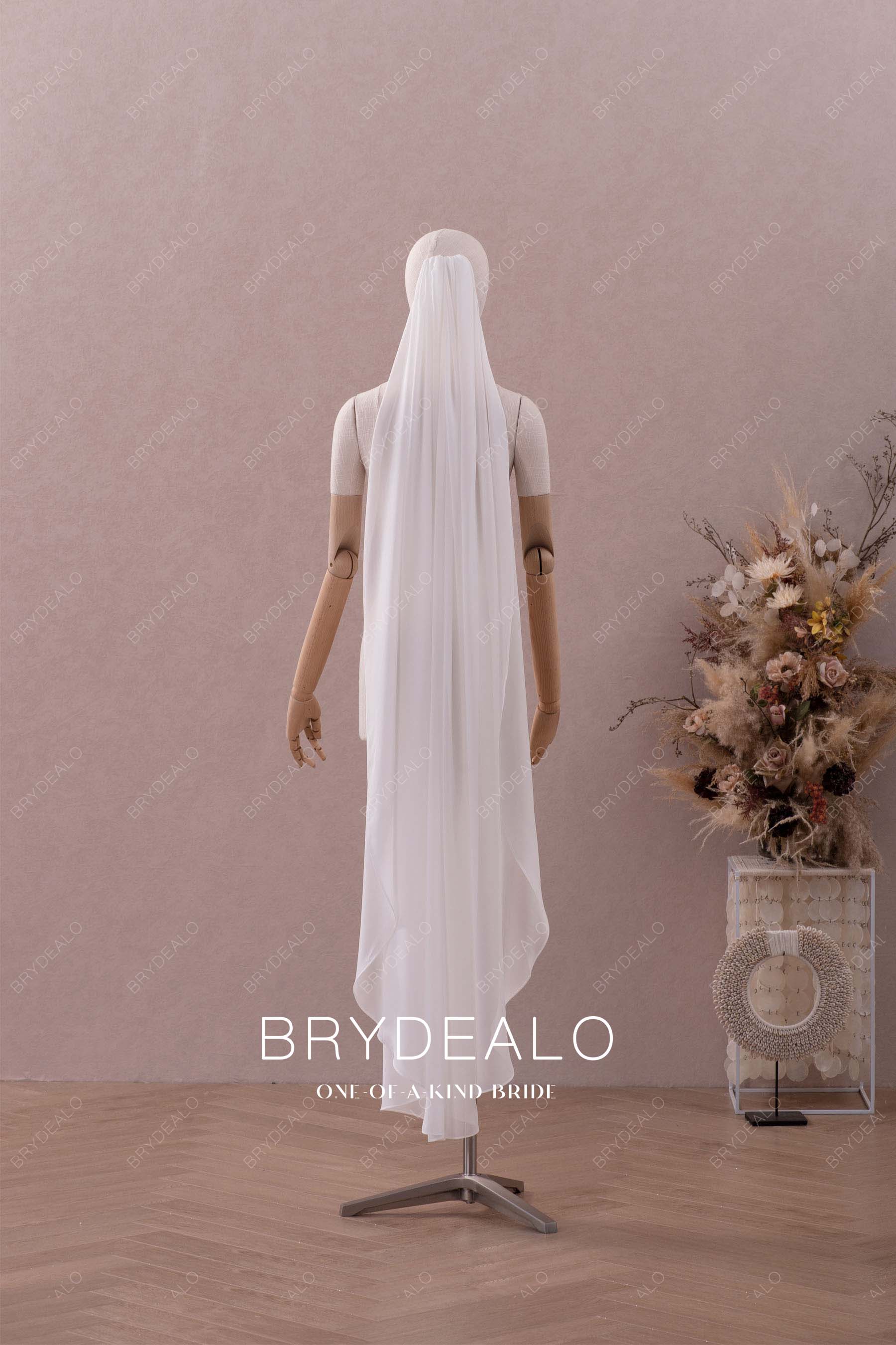 simple waltz length chiffon bridal veil