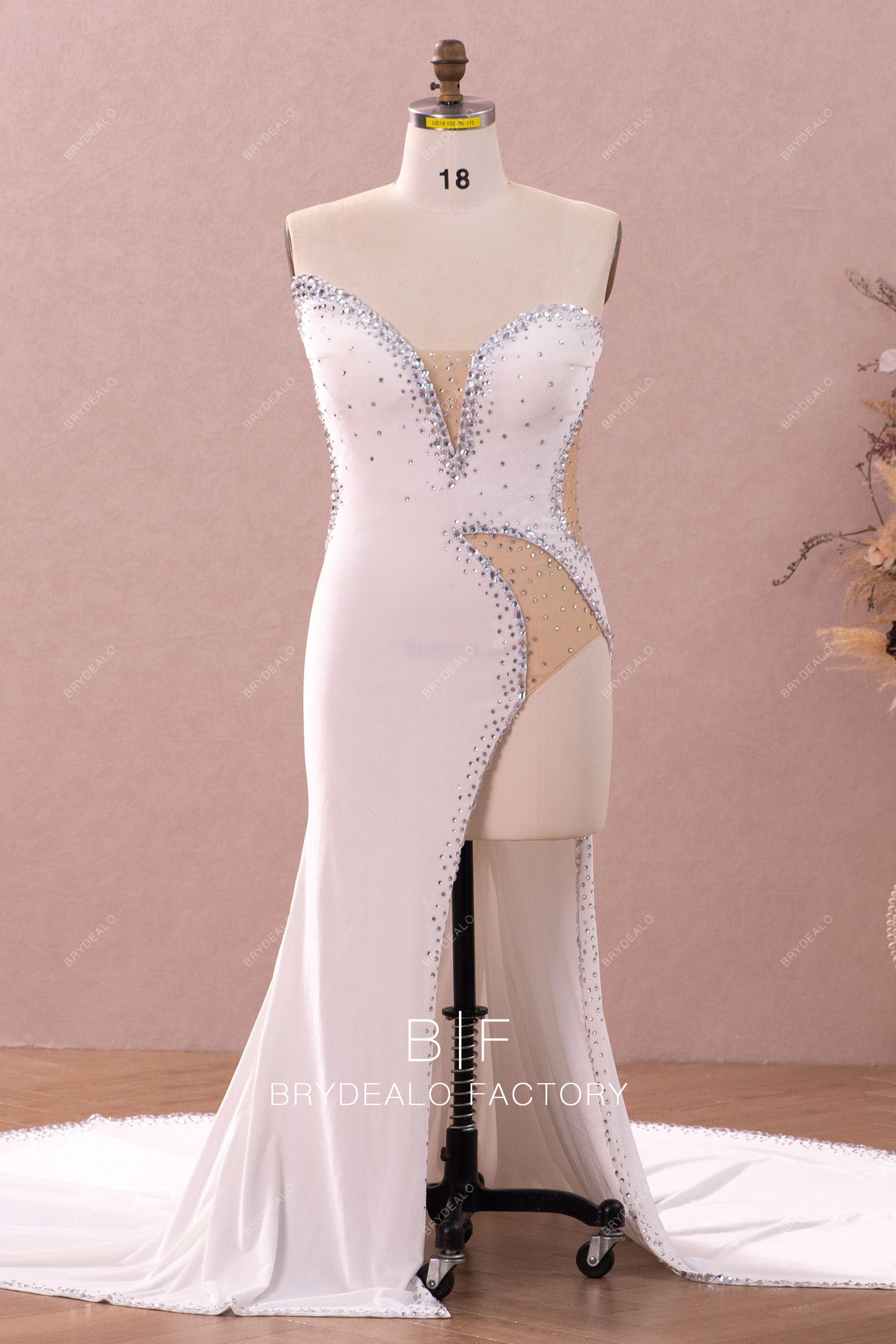 Plus Size Velvet White Slit Mermaid Formal Gown