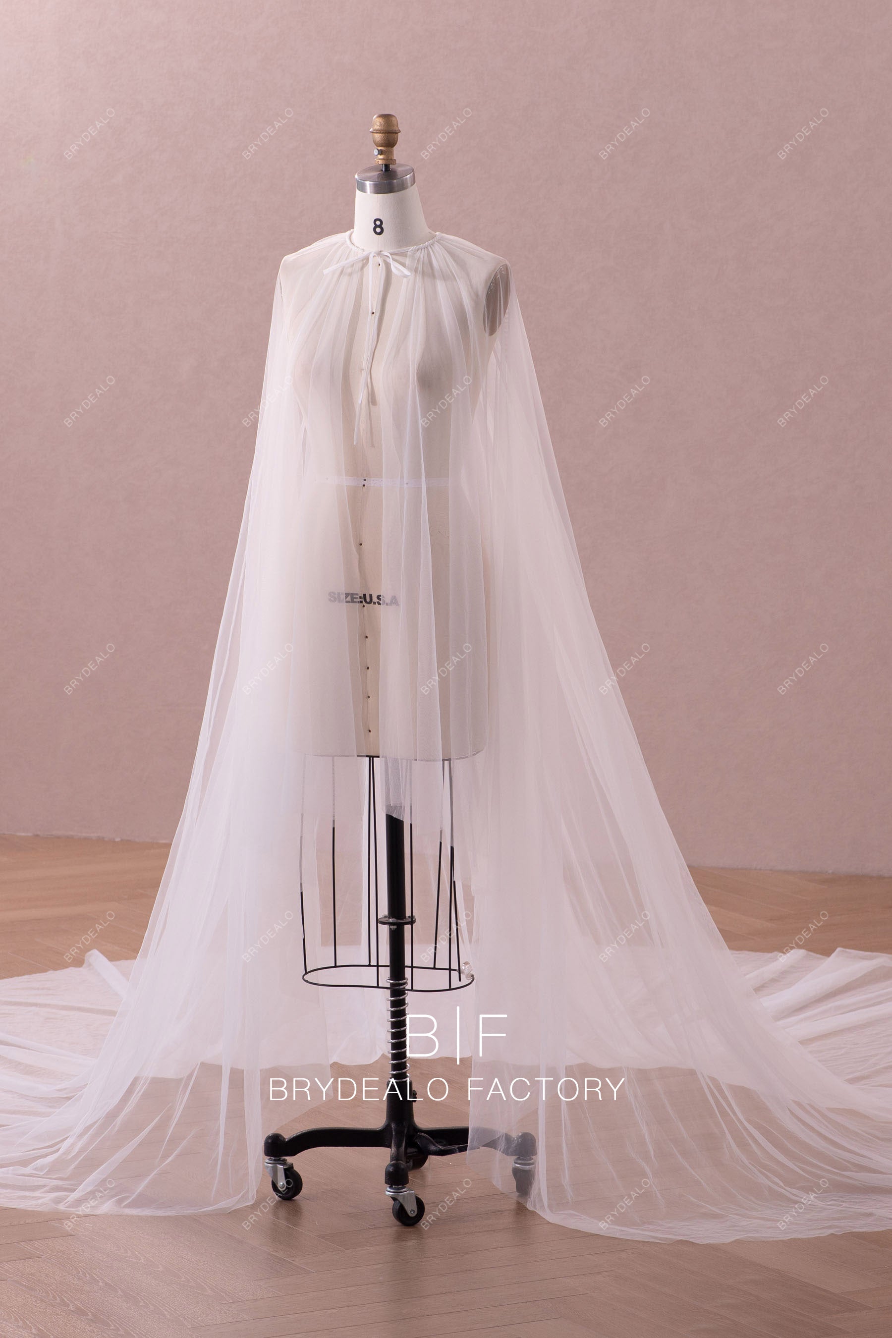 best beaded neck raw-cut cape veil