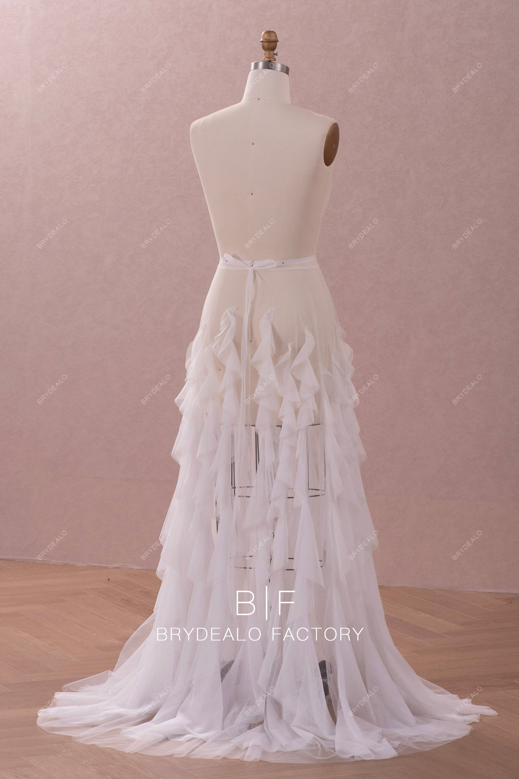 best bridal drapping ruffled overskirt