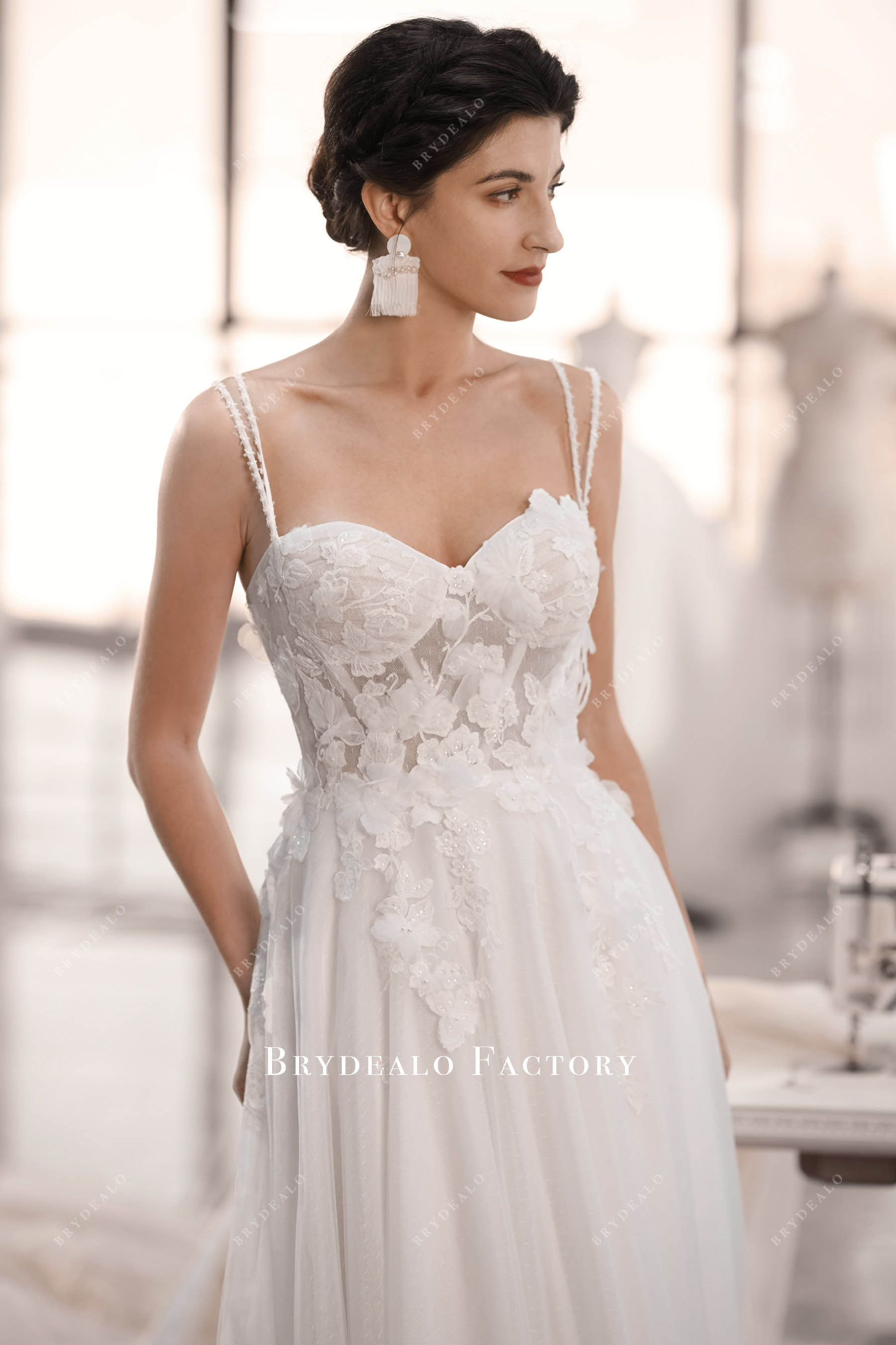 3D flower corset wedding dress