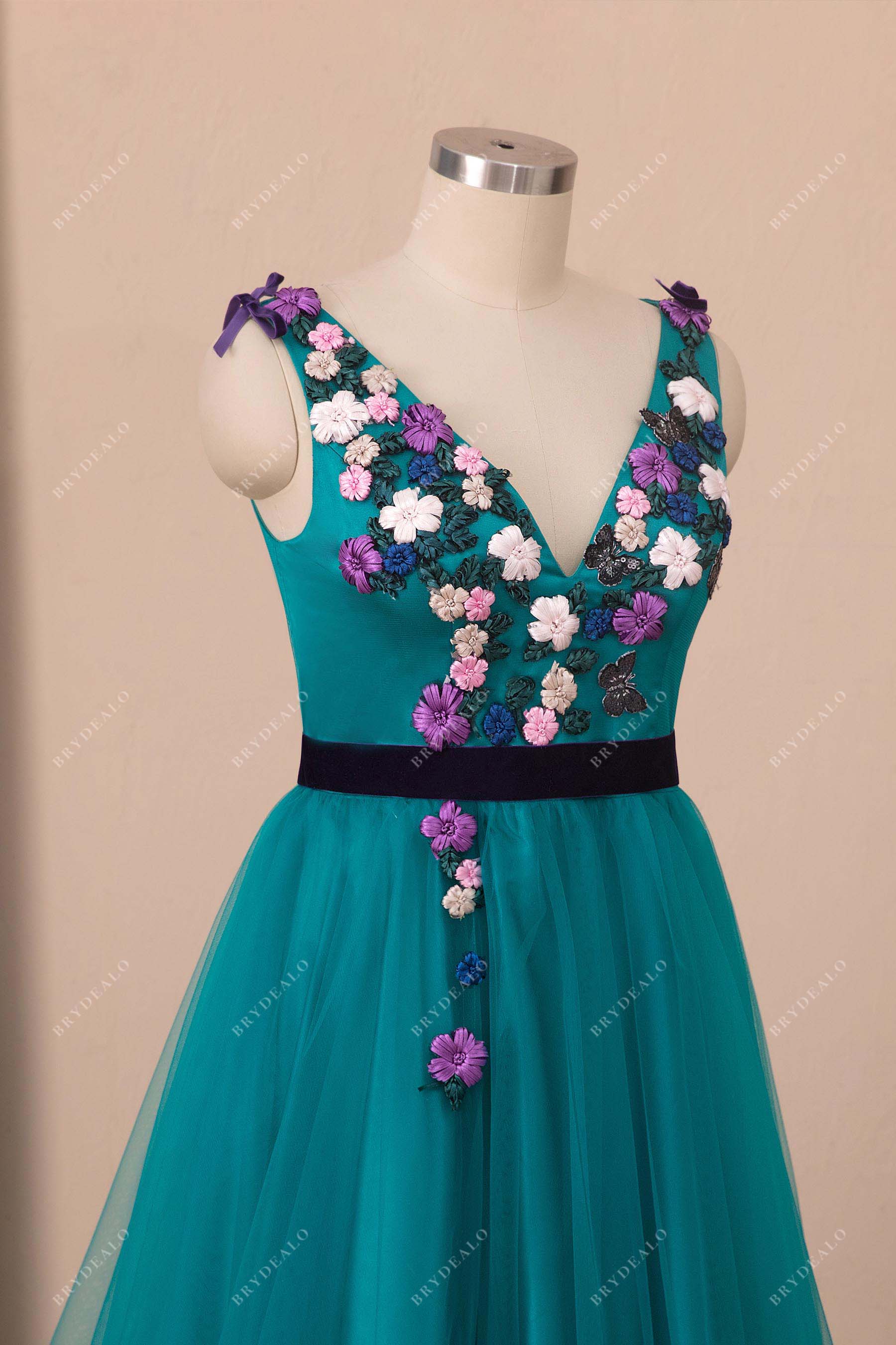 peacock satin tulle evening dress