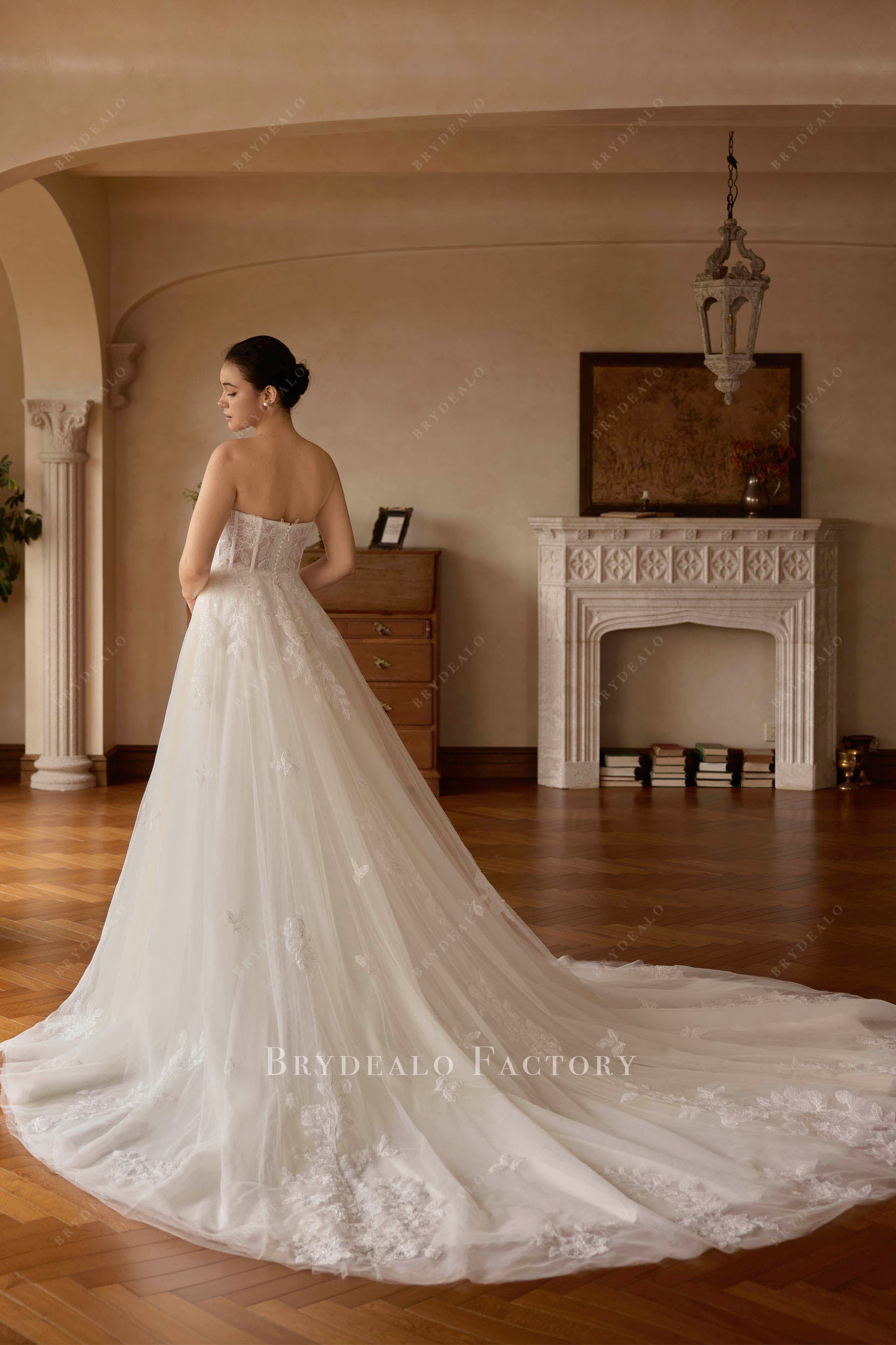 Aline cathedral train bridal dress