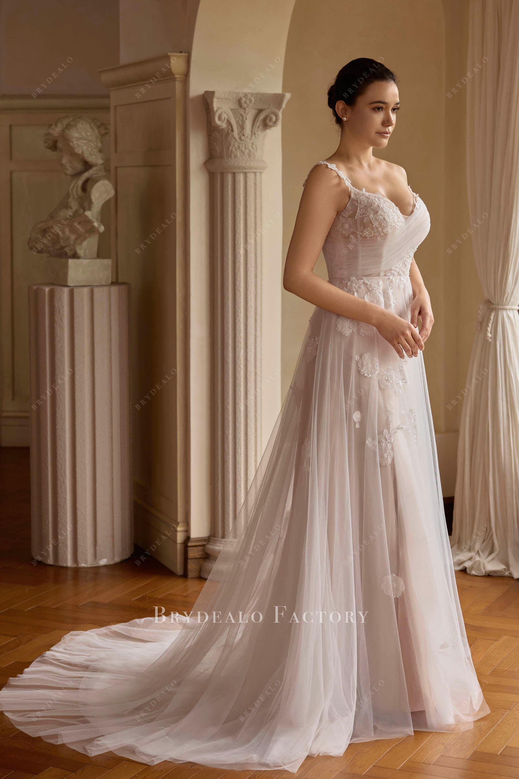 Aline chapel train bridal dress