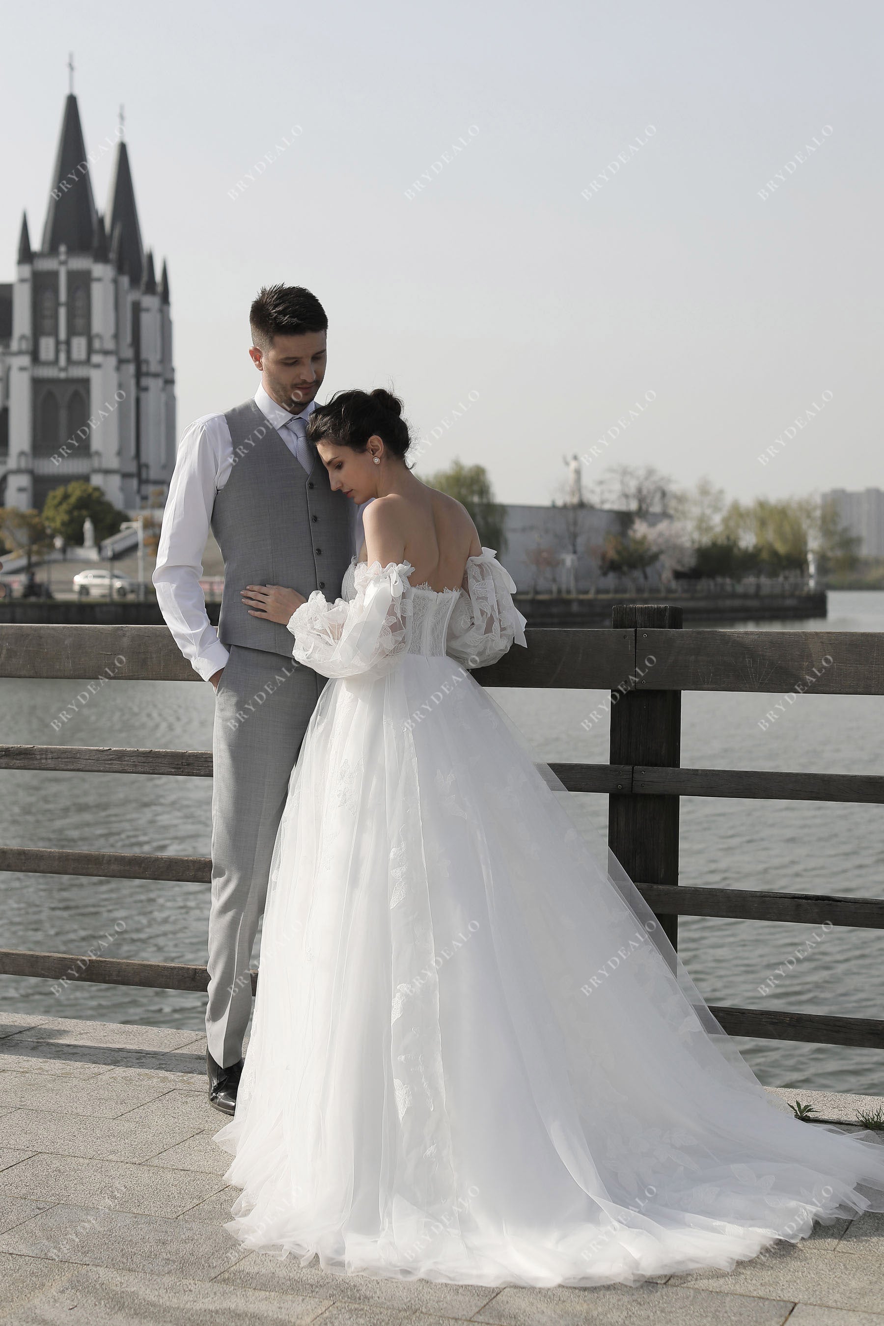 open back lace ballgown wedding dress