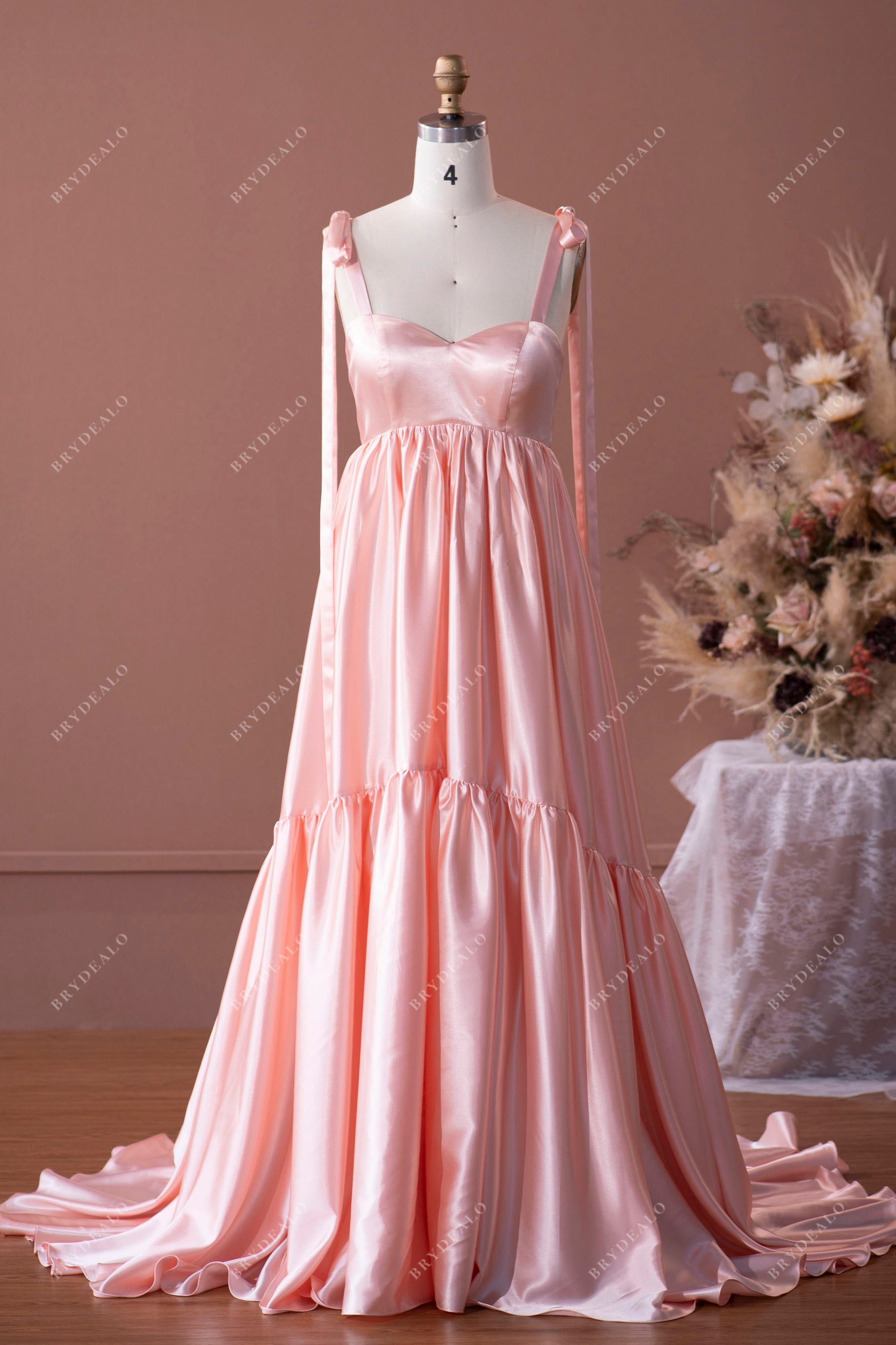 straps satin A-line prom dress
