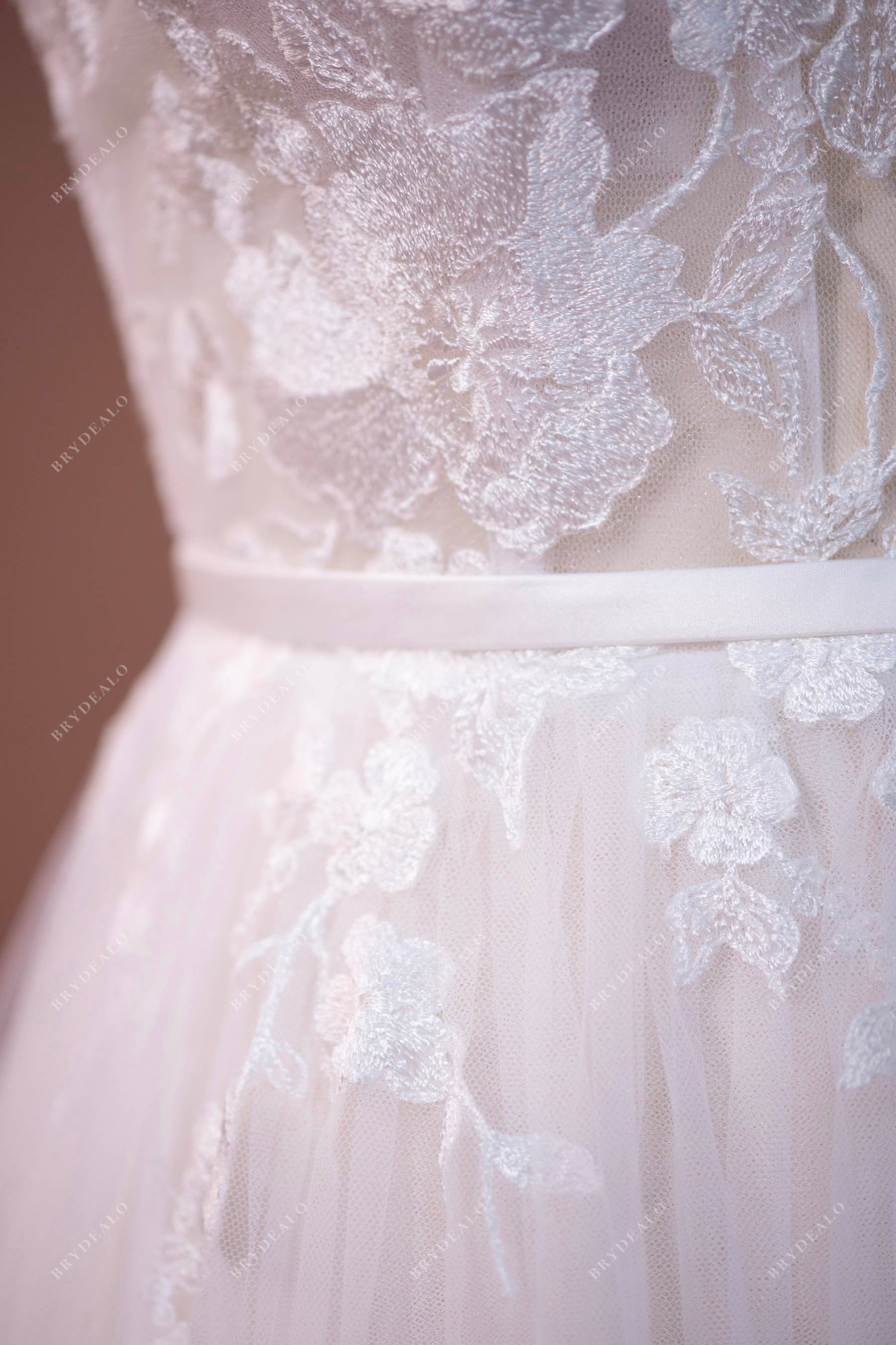 satin belt wedding dress