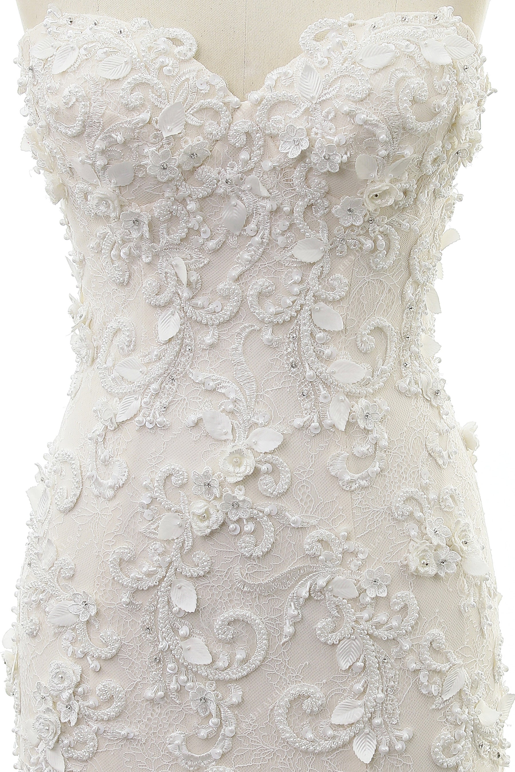 beaded lace applique wedding dress