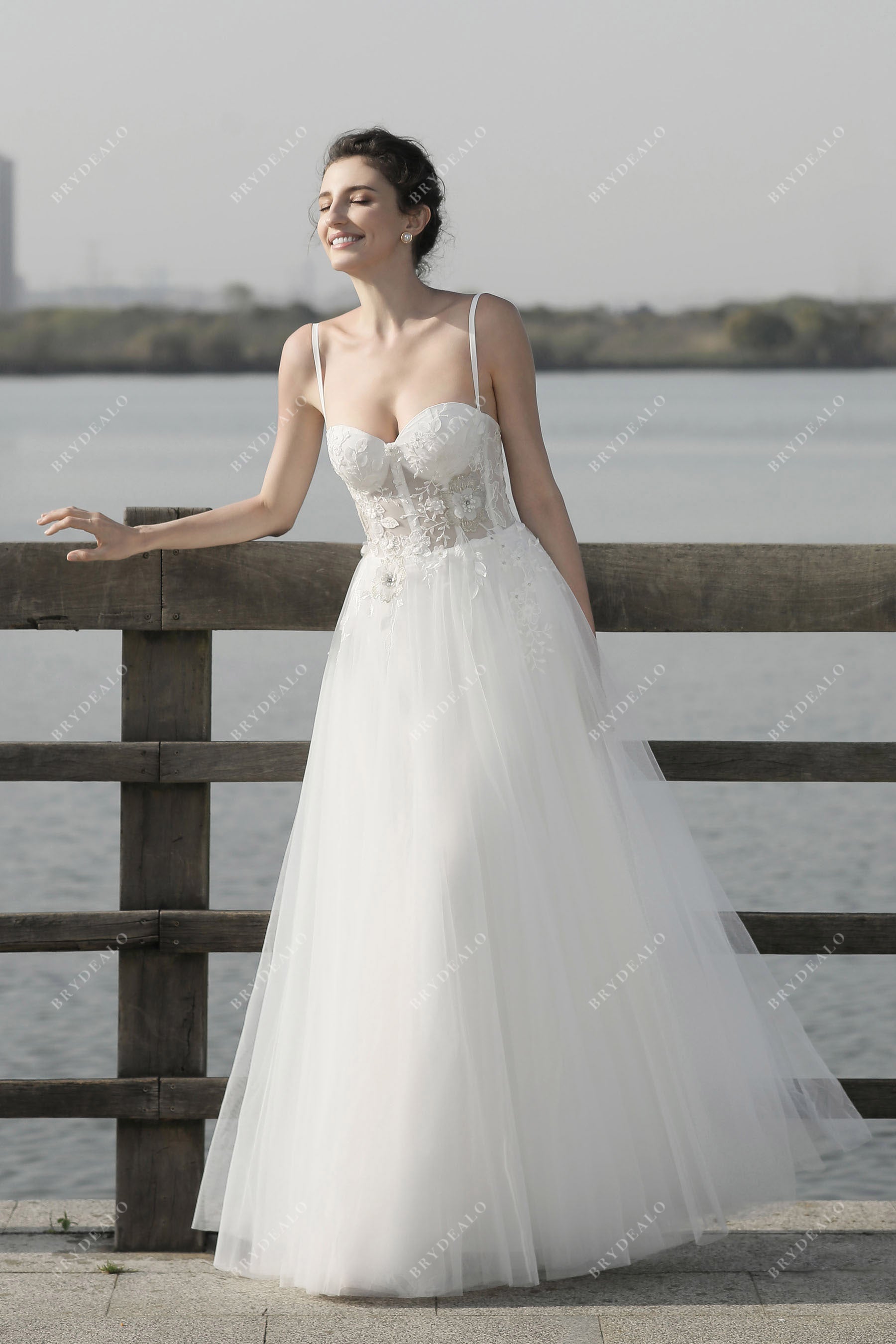 sweetheart neck floor length bridal dress