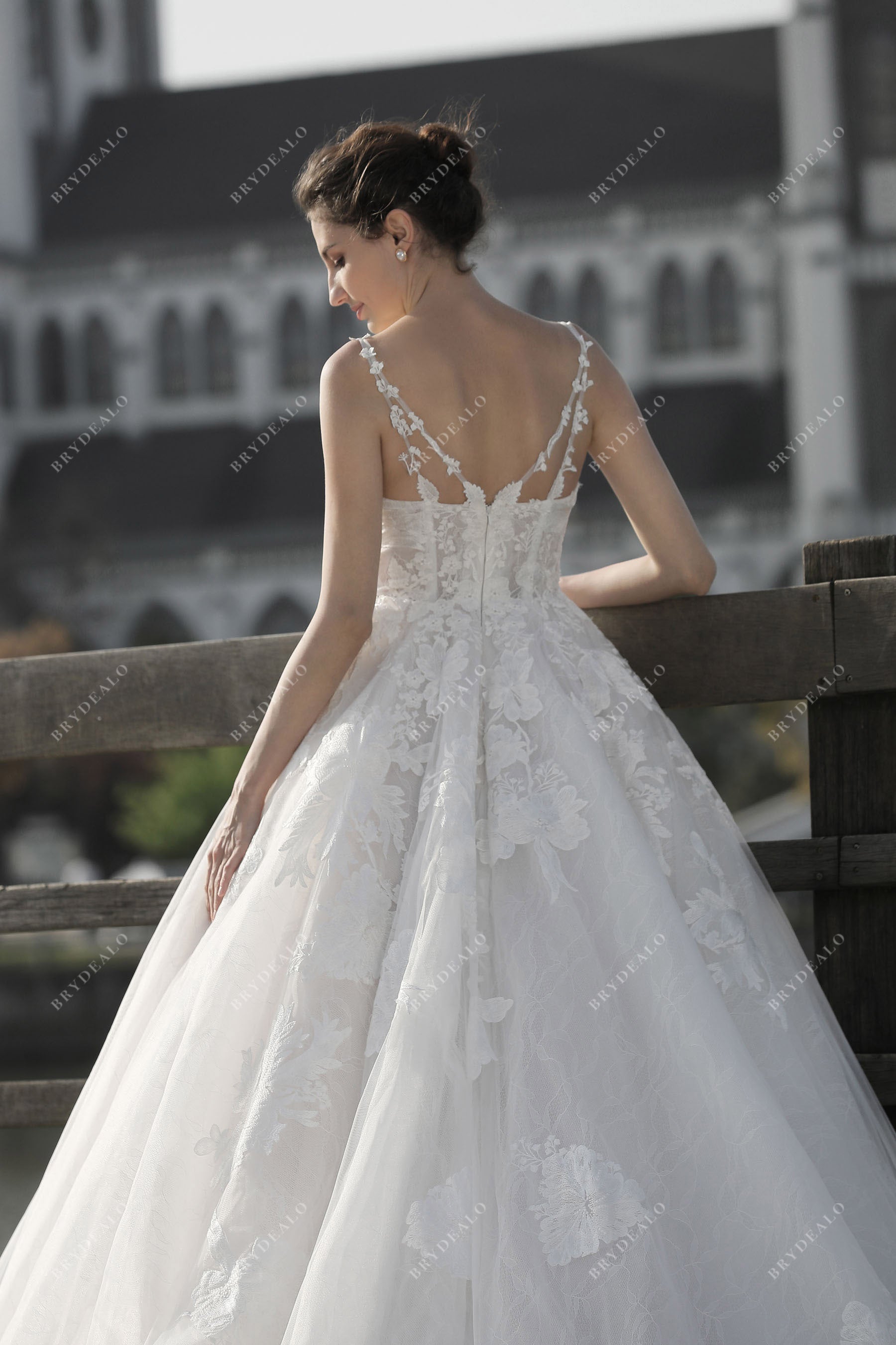 lace strap princess bridal gown